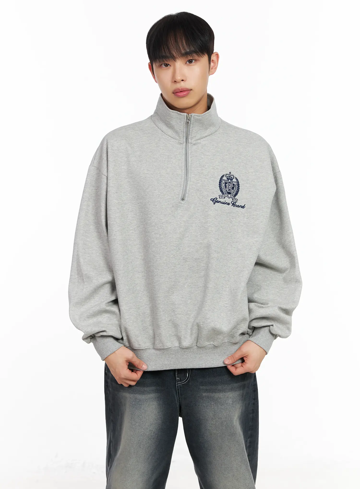 Men's Embroidered Half-Zip Sweatshirt IM511 - Image 8