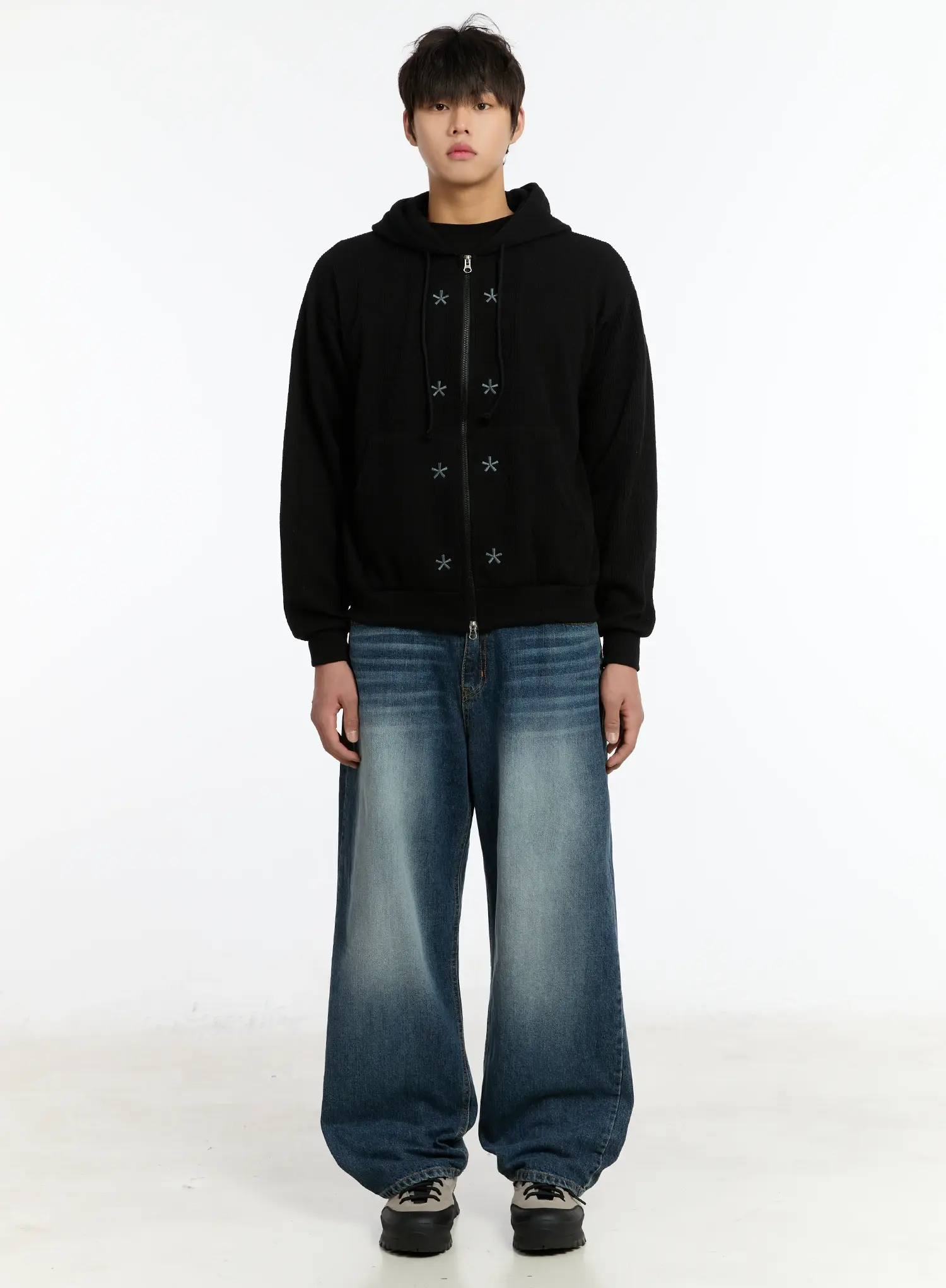 Men's Embroidered Two-Way Zip-Up Hoodie IM502 - Image 3