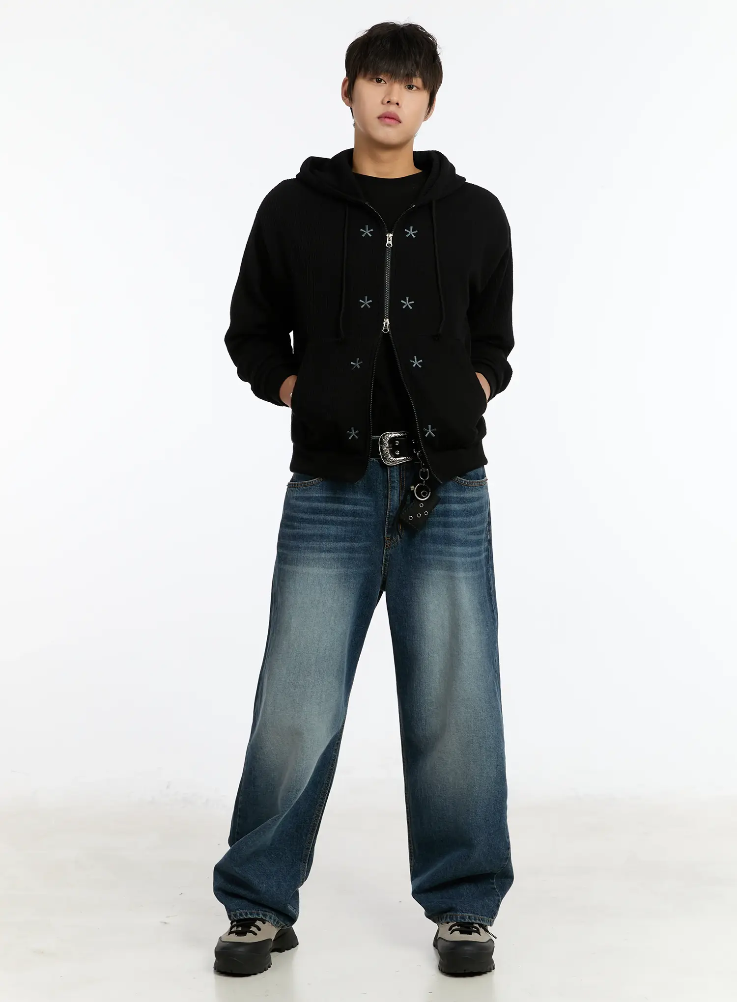 Men's Embroidered Two-Way Zip-Up Hoodie IM502 - Image 7