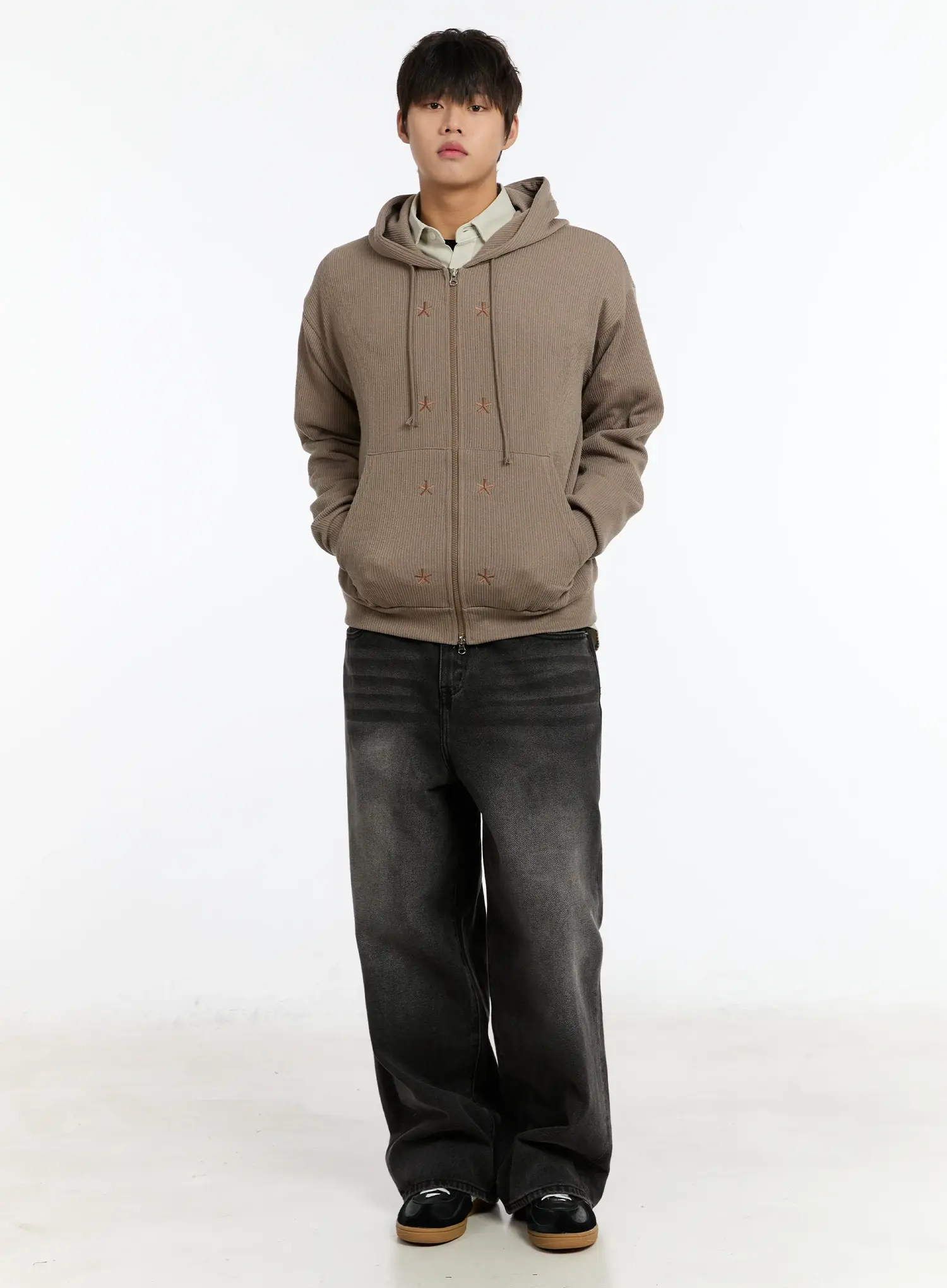 Men's Embroidered Two-Way Zip-Up Hoodie IM502 - Image 8