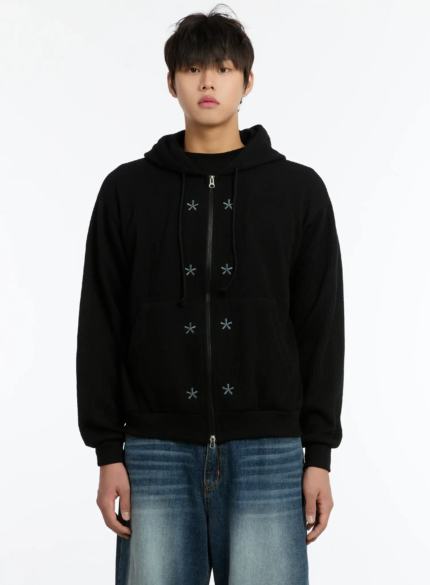 Men's Embroidered Two-Way Zip-Up Hoodie IM502 - Image 9