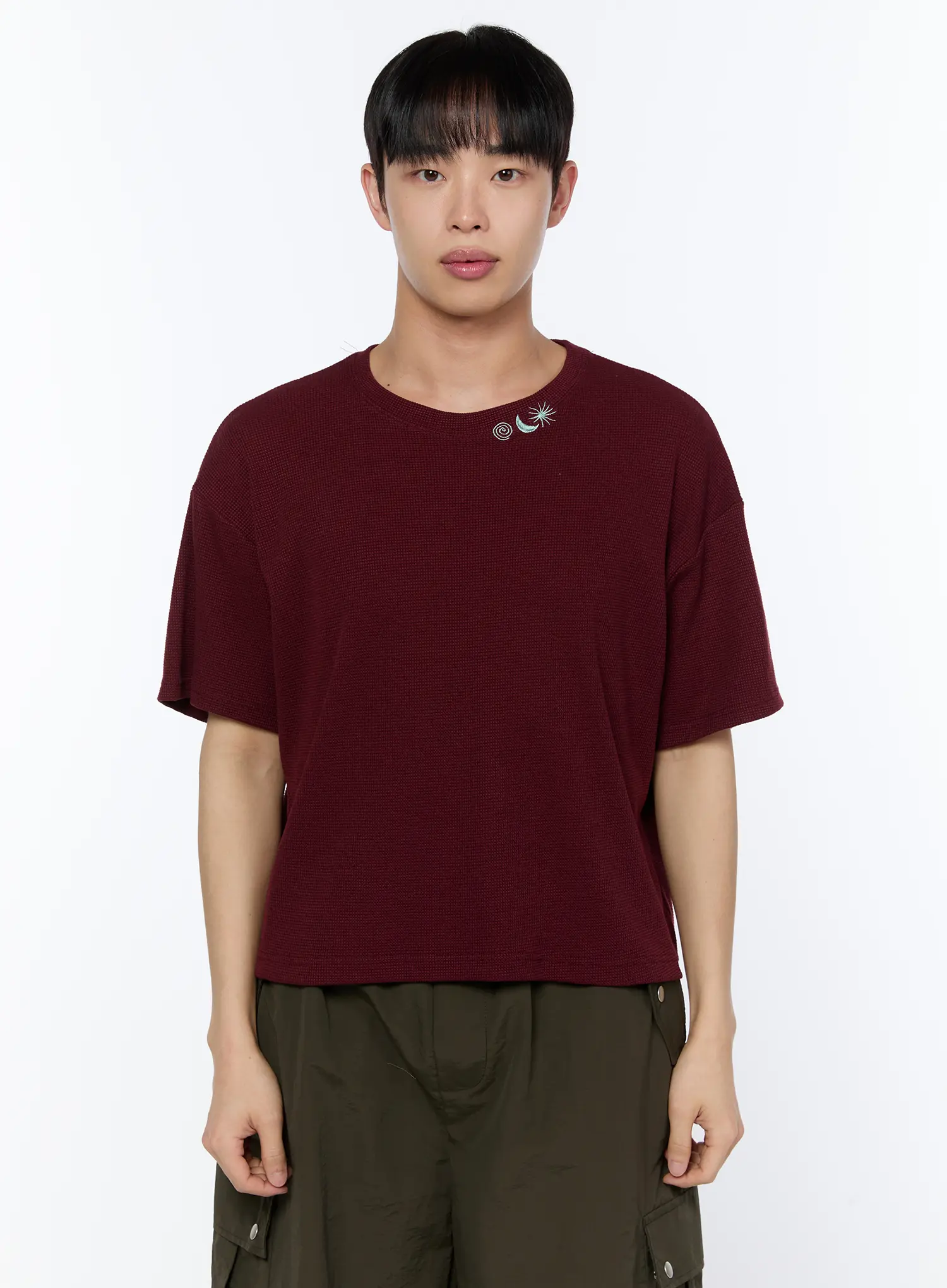 Men's Embroidered Waffle Knit T-Shirt IA520 - Image 11