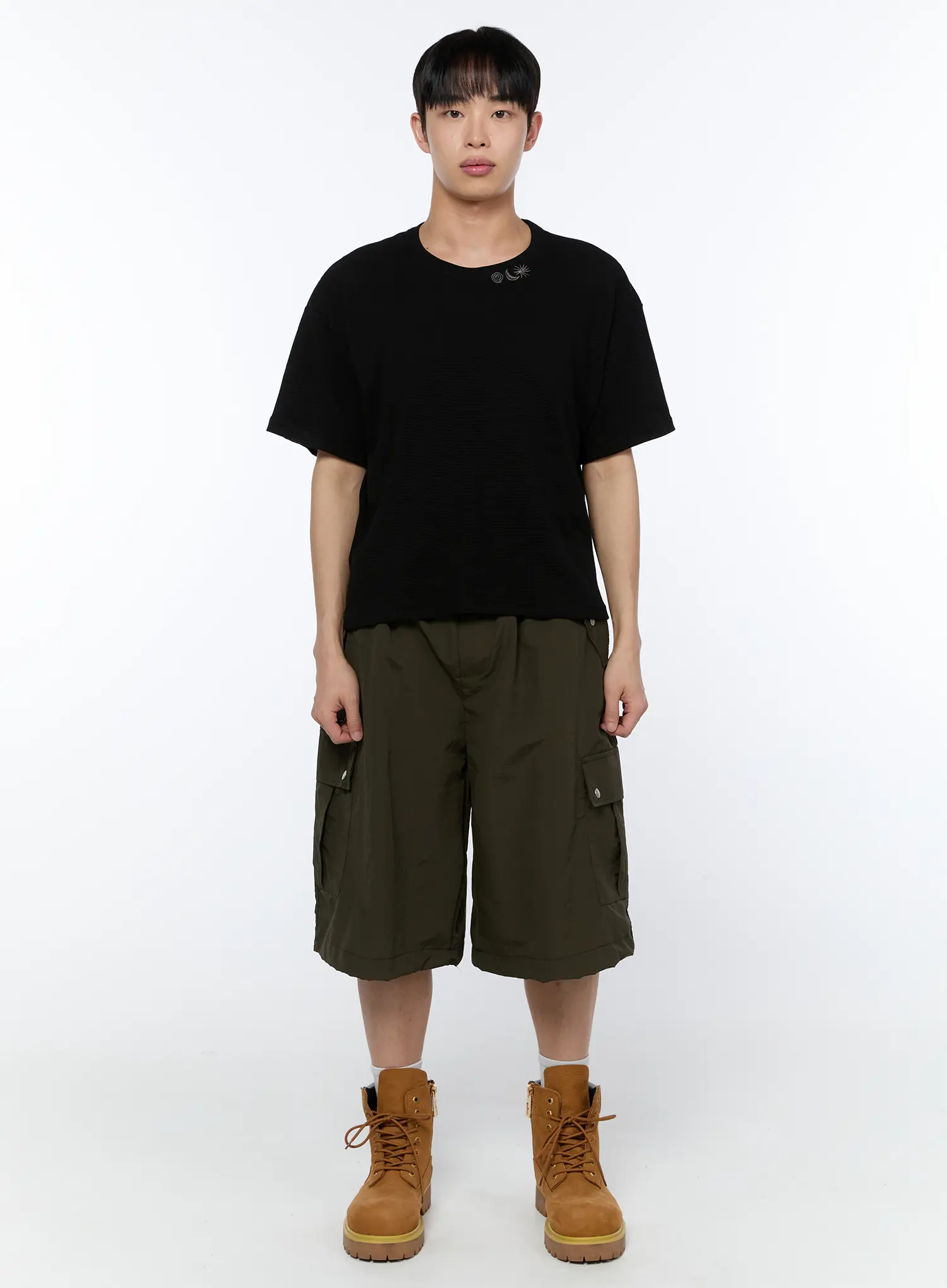 Men's Embroidered Waffle Knit T-Shirt IA520 - Image 3