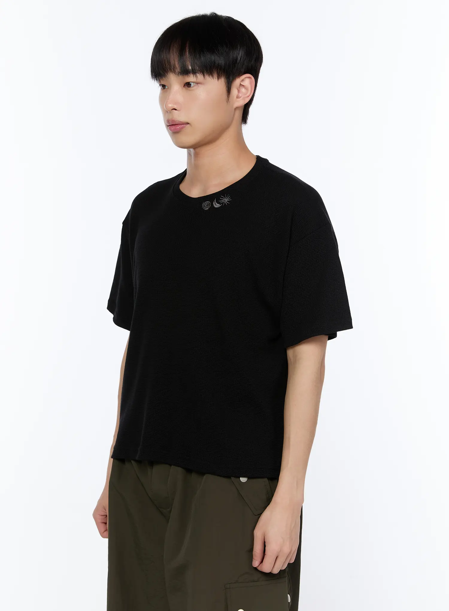 Men's Embroidered Waffle Knit T-Shirt IA520 - Image 4