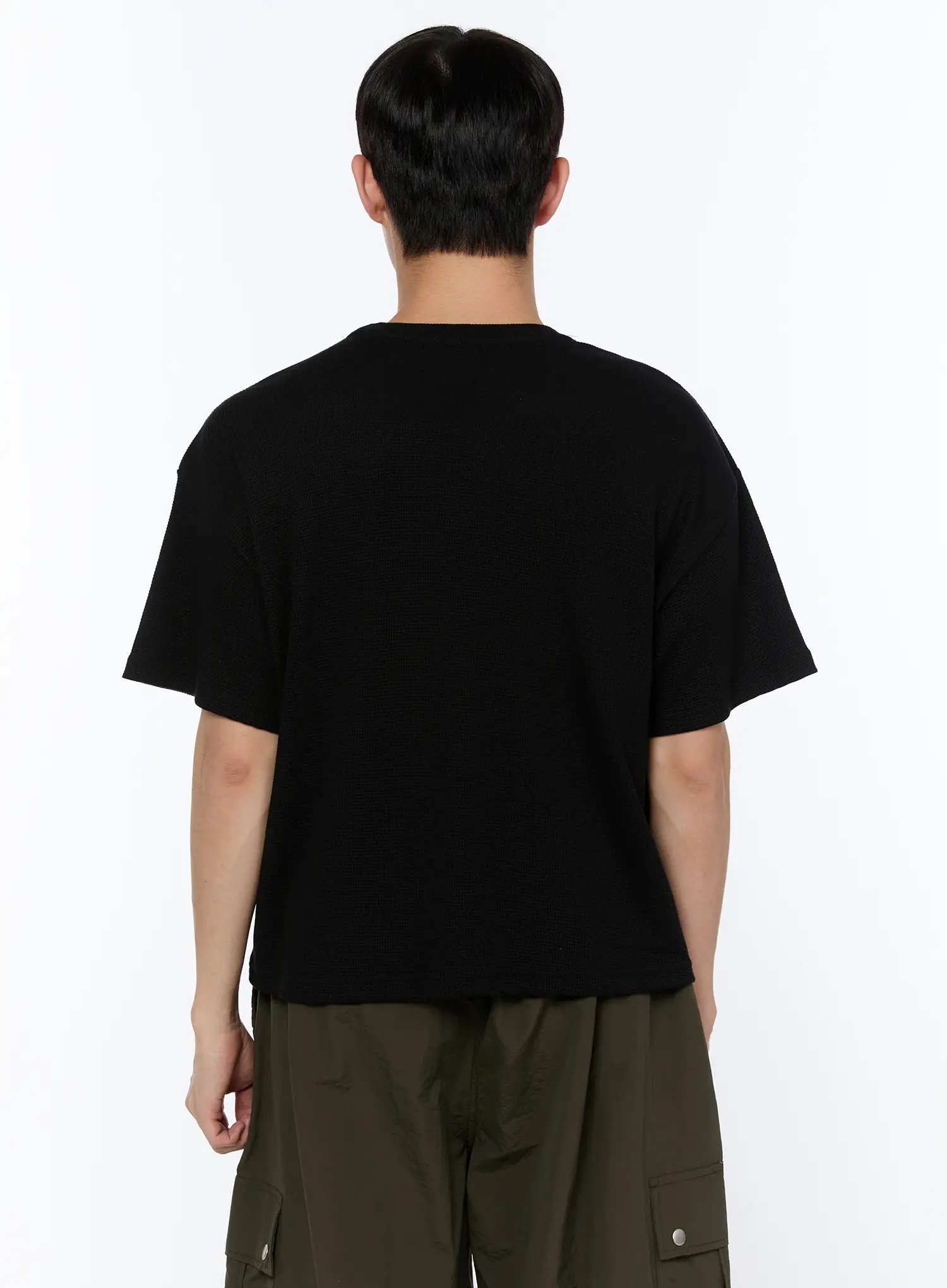 Men's Embroidered Waffle Knit T-Shirt IA520 - Image 5