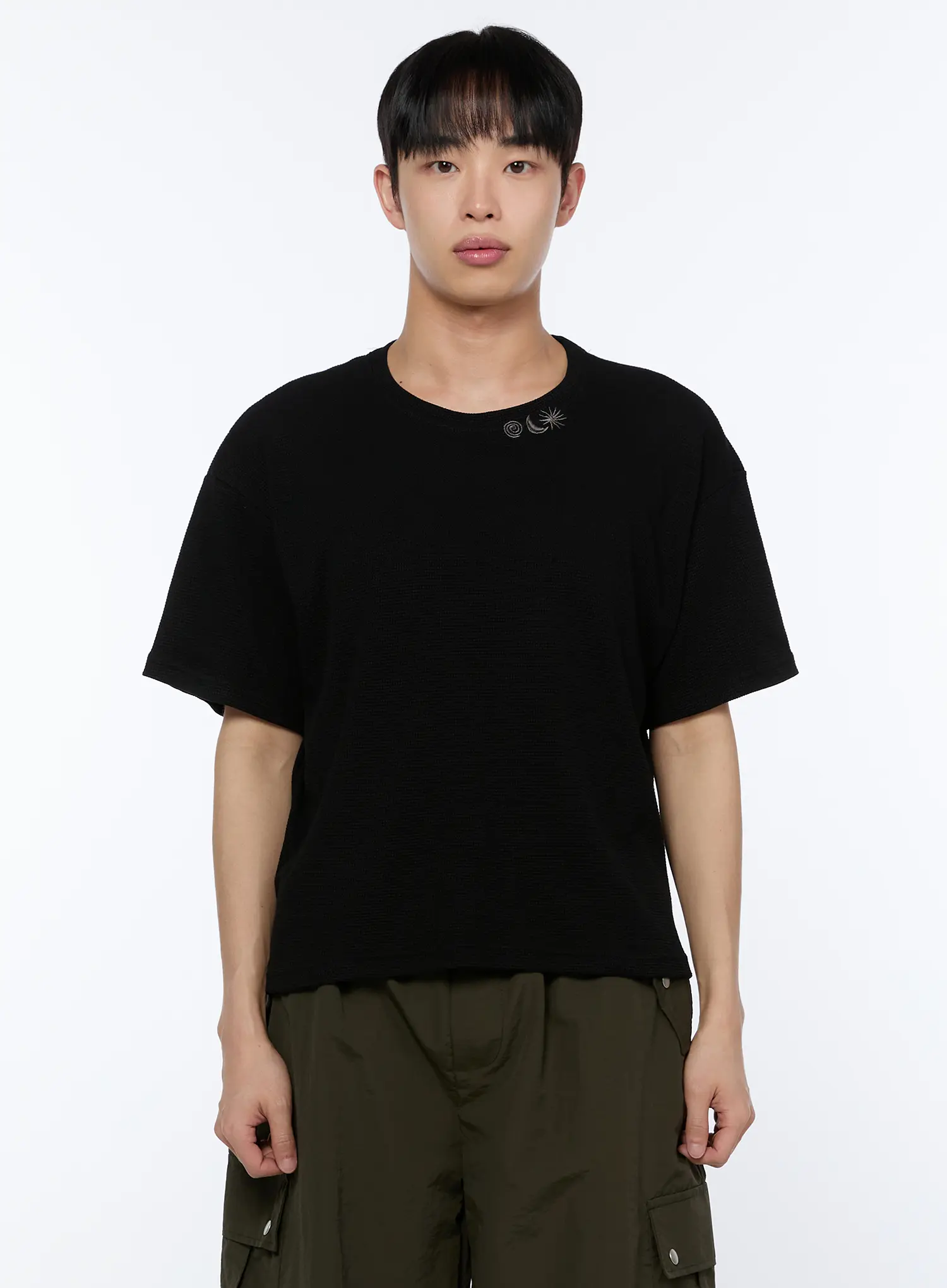 Men's Embroidered Waffle Knit T-Shirt IA520 - Image 8