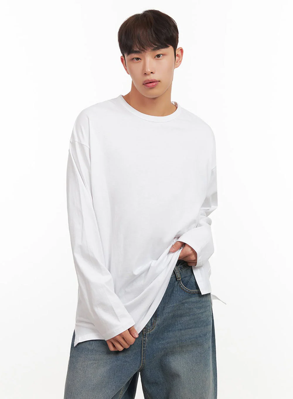 Men's Essential Oversized Long-Sleeve T-Shirt IF517 - Image 3