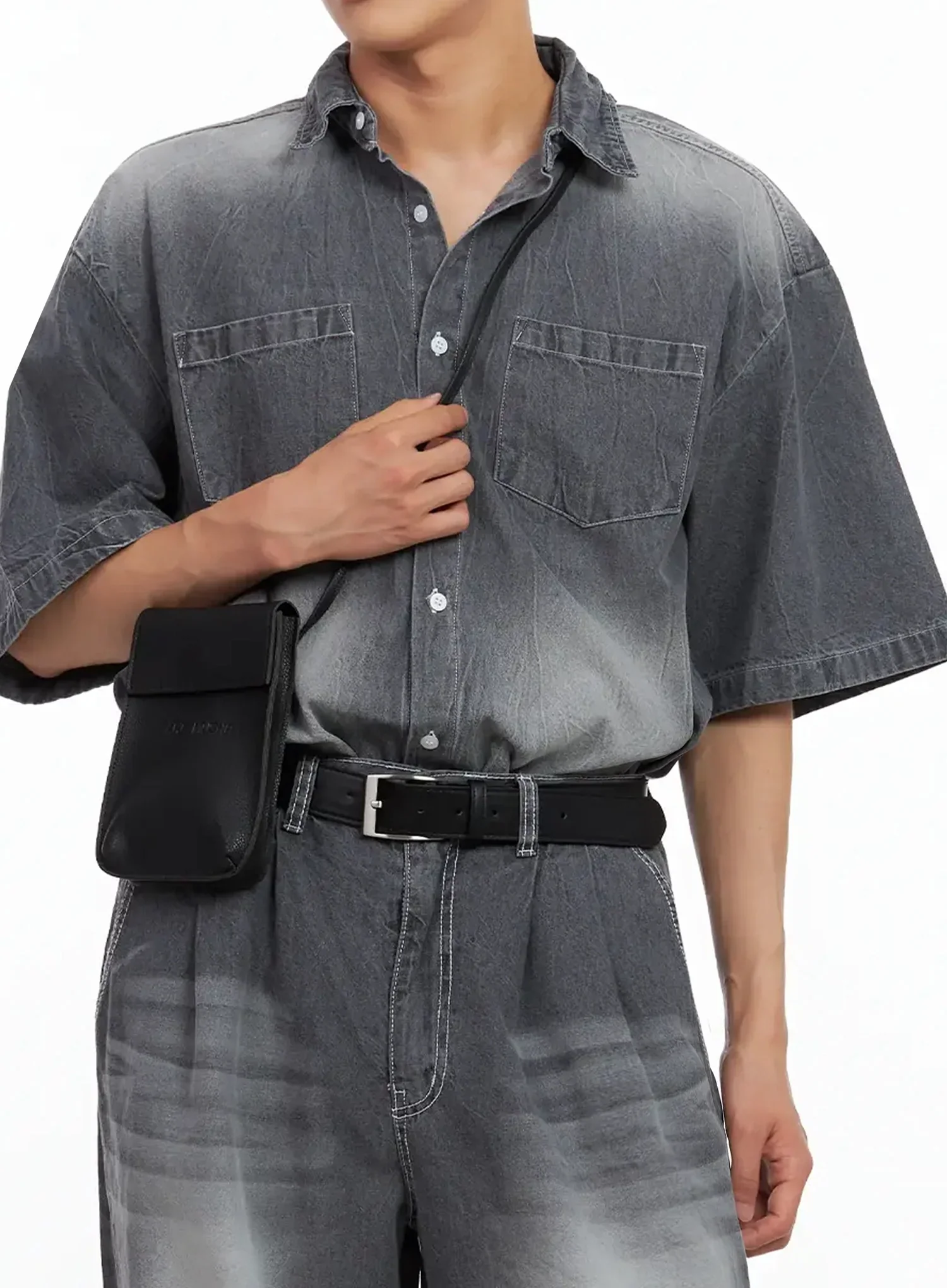 Men's Everyday Black Crossbody Bag IL516 - Image 2