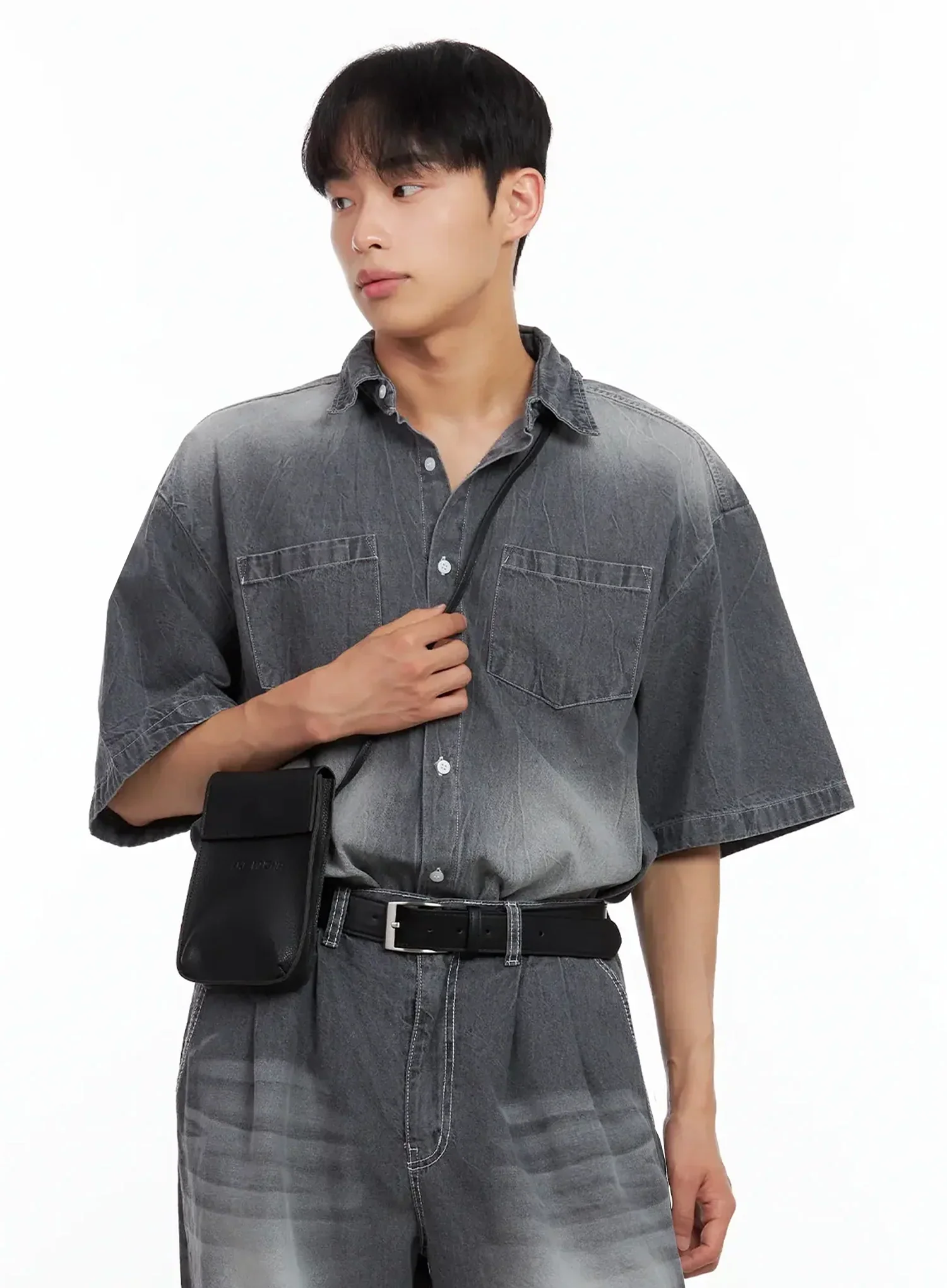 Men's Everyday Black Crossbody Bag IL516 - Image 3