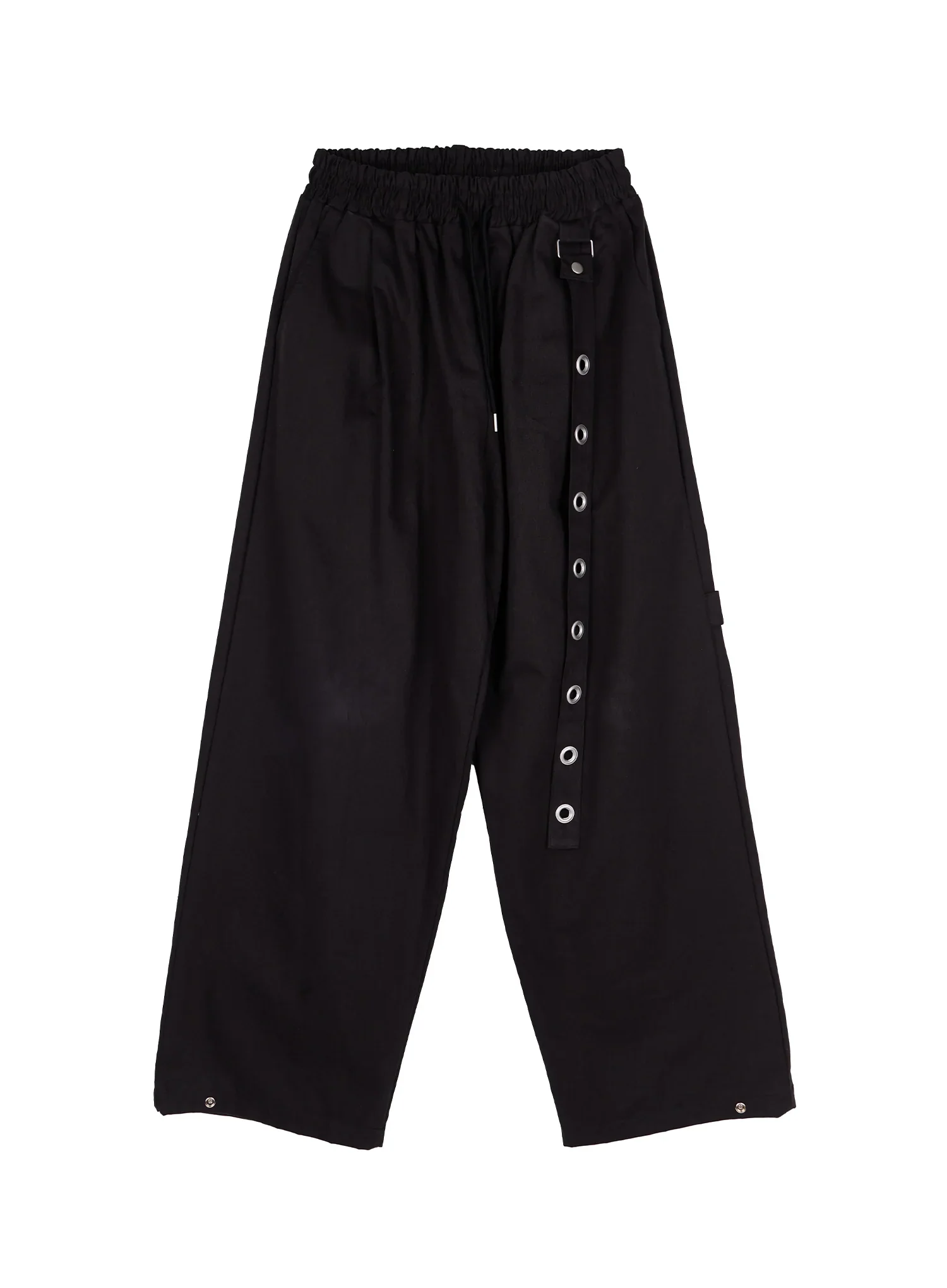 Men's Eyelet Detail Wide-Leg Pants IY508 (Black) - Image 14