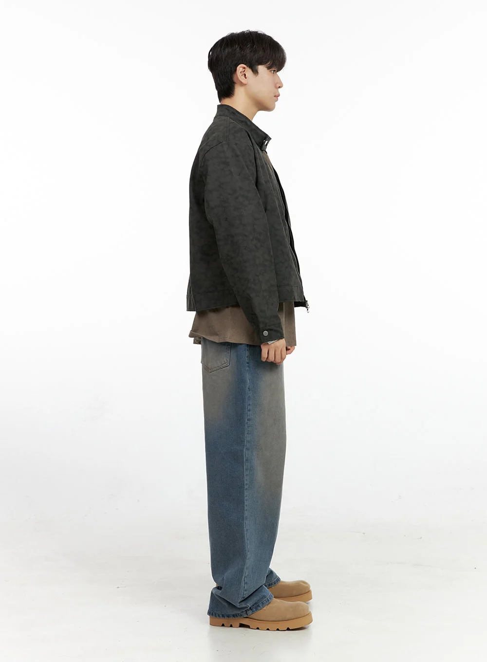 Men's Faux Leather Buttoned Coat IN422 - Image 7