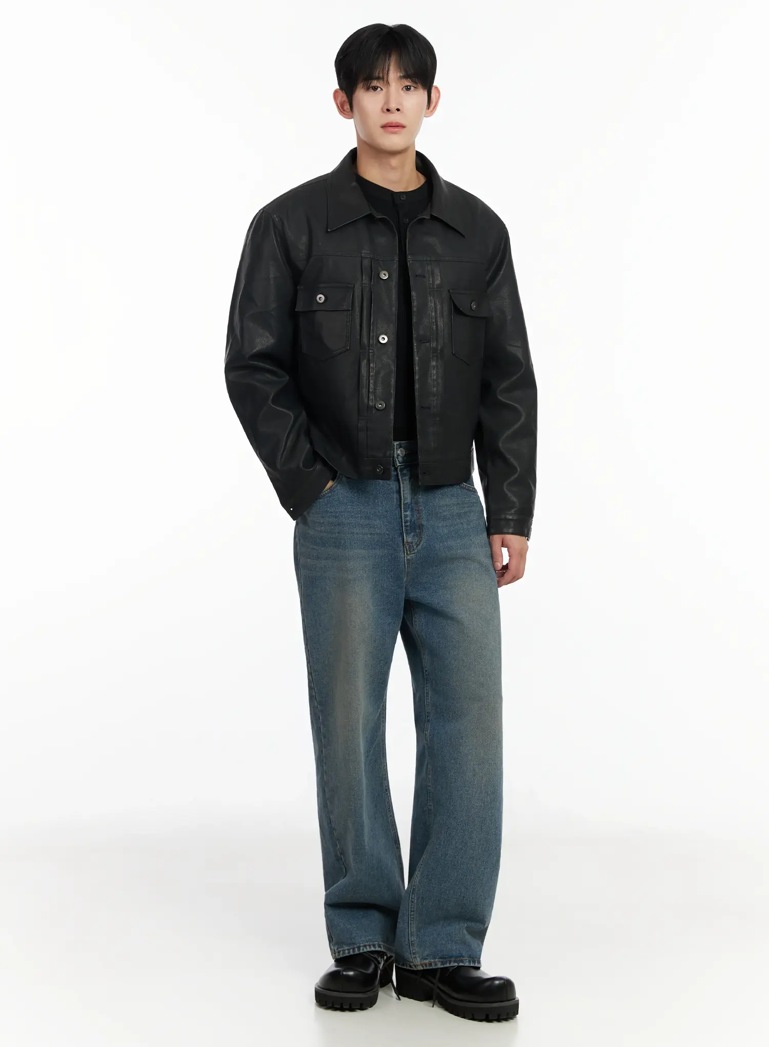 Men's Faux Leather Jacket IF516 - Image 8