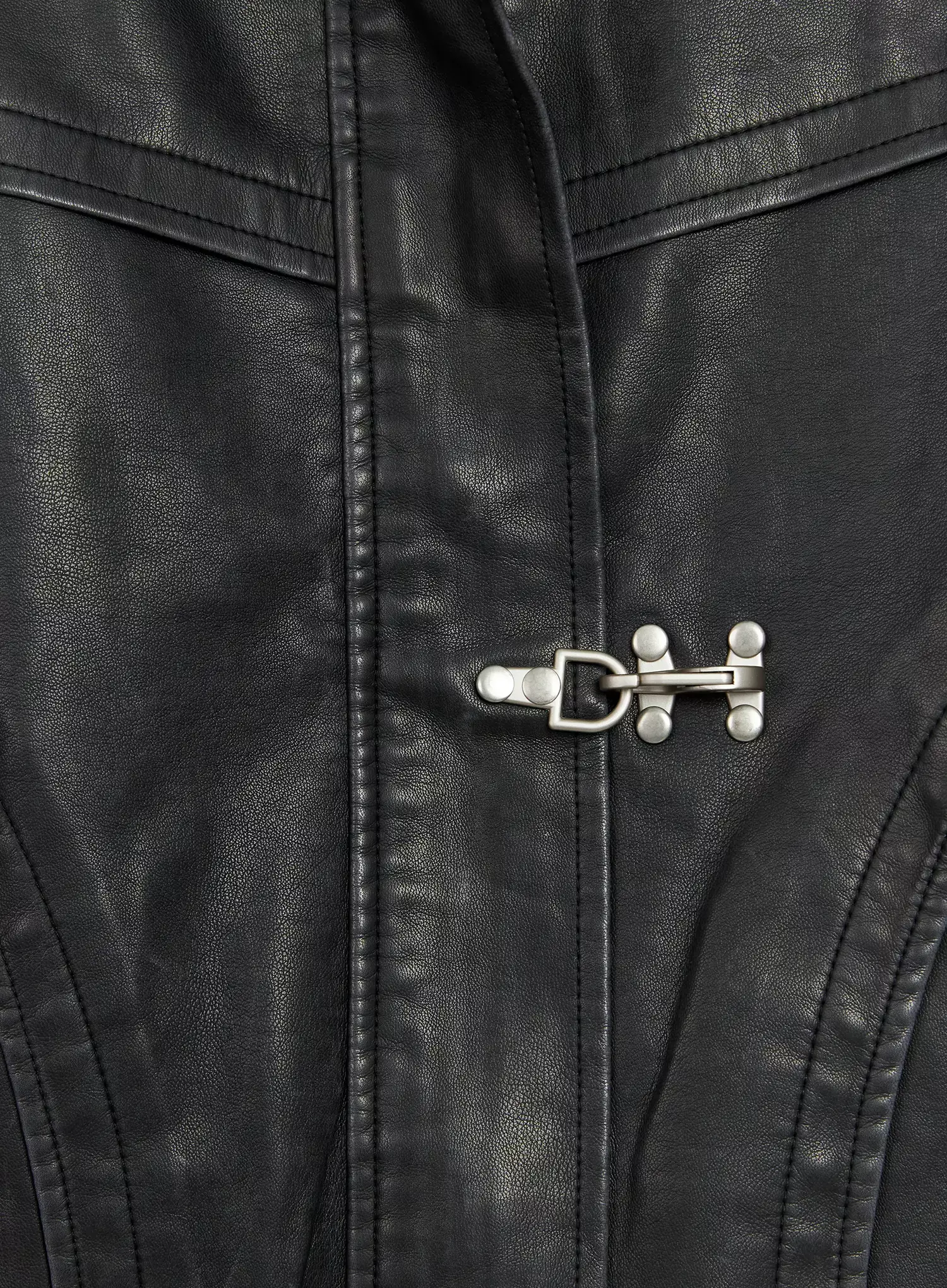Men's Faux Leather Toggle Buckle Jacket IO517 - Image 4