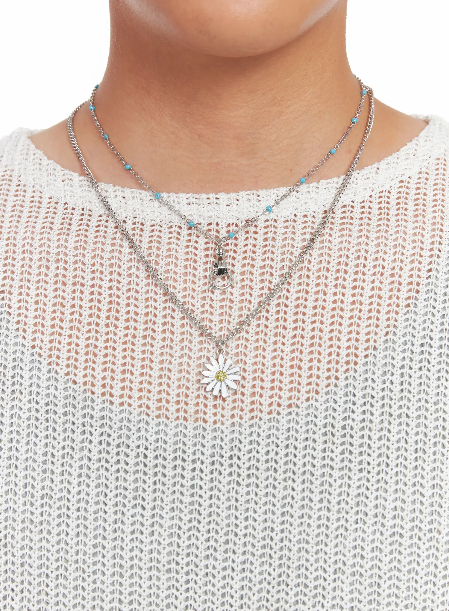 Men's Floral Double Layer Necklace IS510 - Image 3
