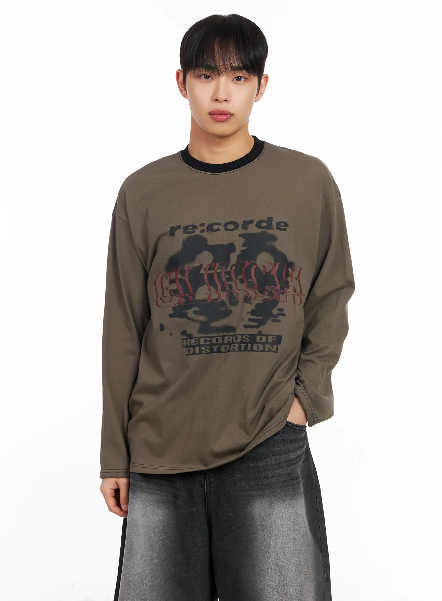 Men's Glitch Graphic Long Sleeve Top IM516 - Image 3