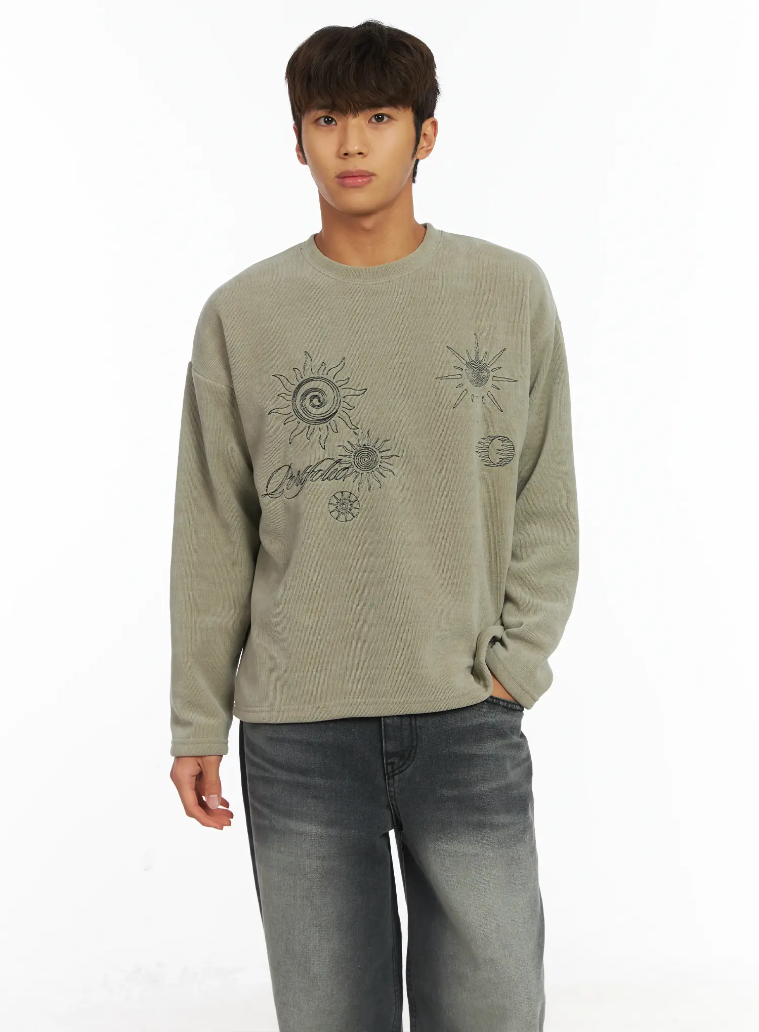 Men's Graphic Fleece Long Sleeve Top IJ514