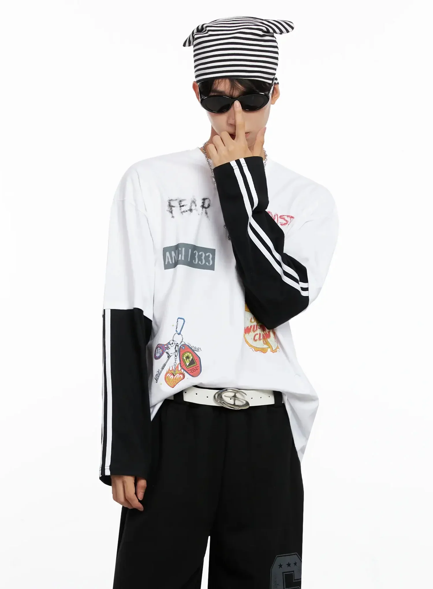 Men's Graphic Layered Long Sleeve Top IO516
