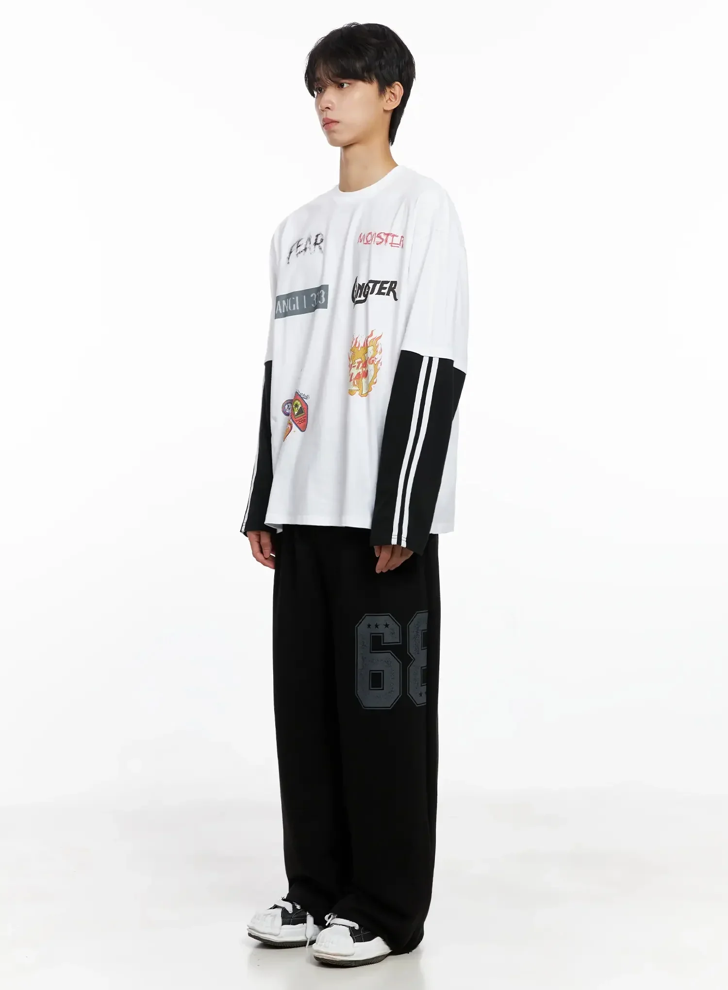 Men's Graphic Layered Long Sleeve Top IO516 - Image 7
