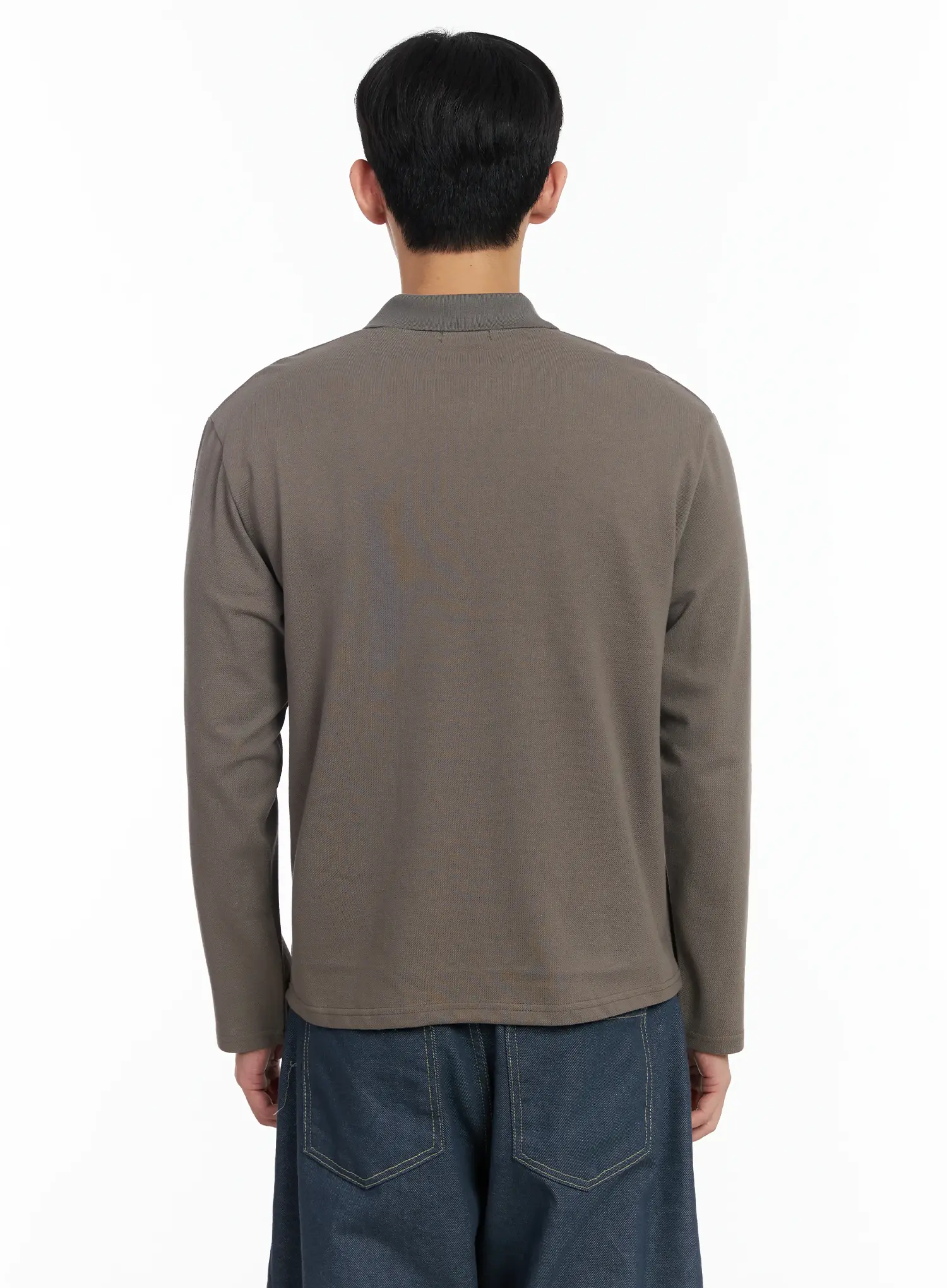 Men's Graphic Long Sleeve Polo Shirt IF516 - Image 5