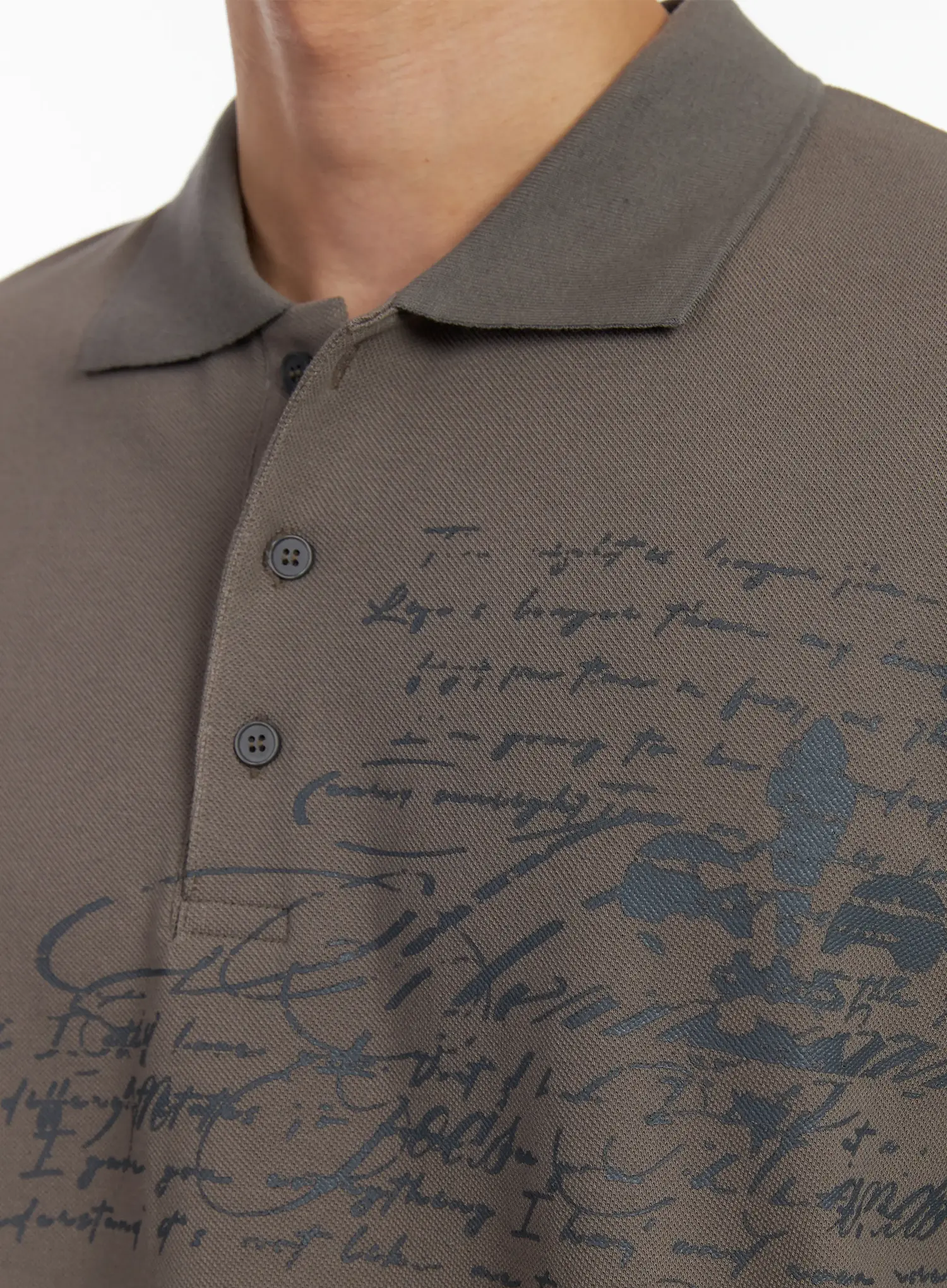 Men's Graphic Long Sleeve Polo Shirt IF516 - Image 8