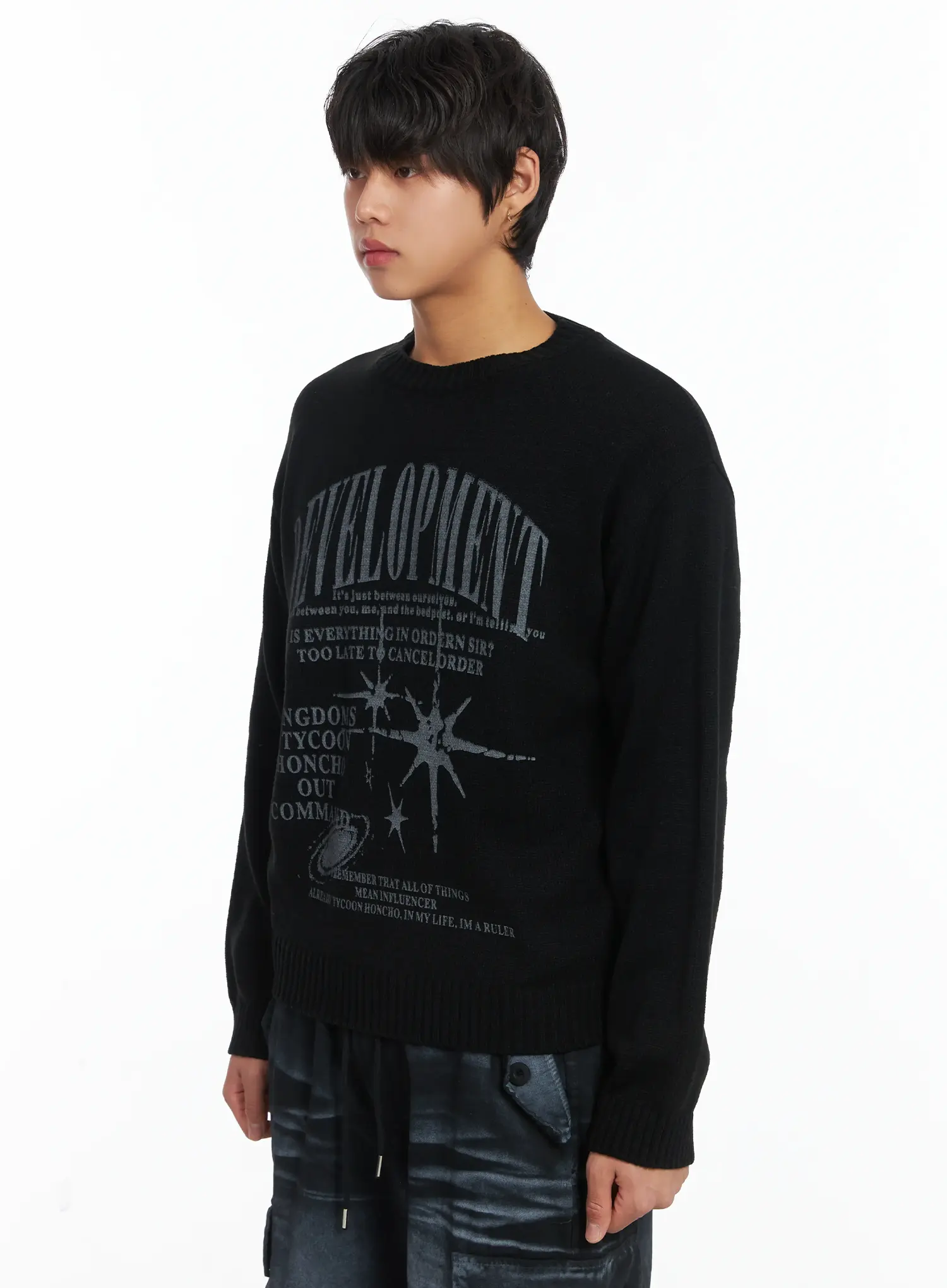 Men's Graphic Print Knit Pullover IJ512 - Image 4