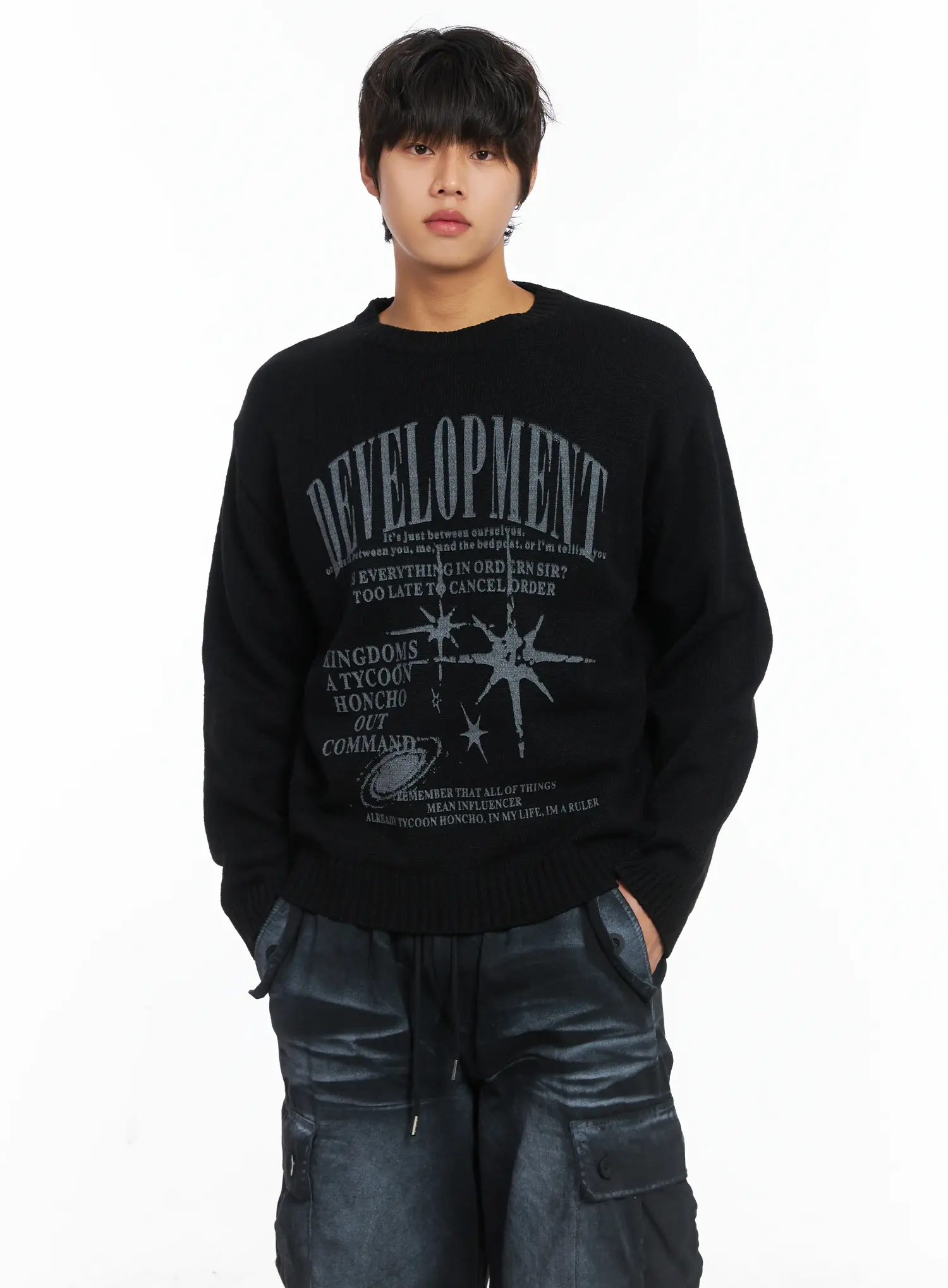 Men's Graphic Print Knit Pullover IJ512 - Image 6