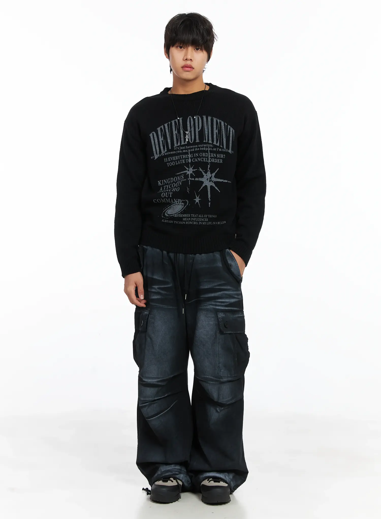 Men's Graphic Print Knit Pullover IJ512 - Image 7