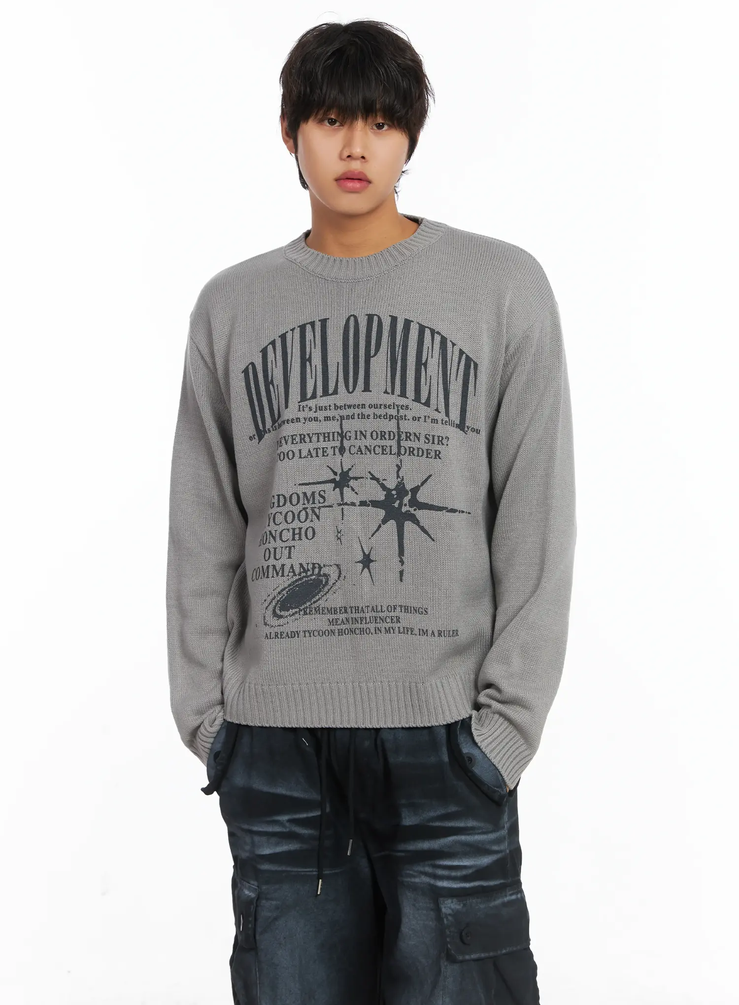 Men's Graphic Print Knit Pullover IJ512 - Image 9