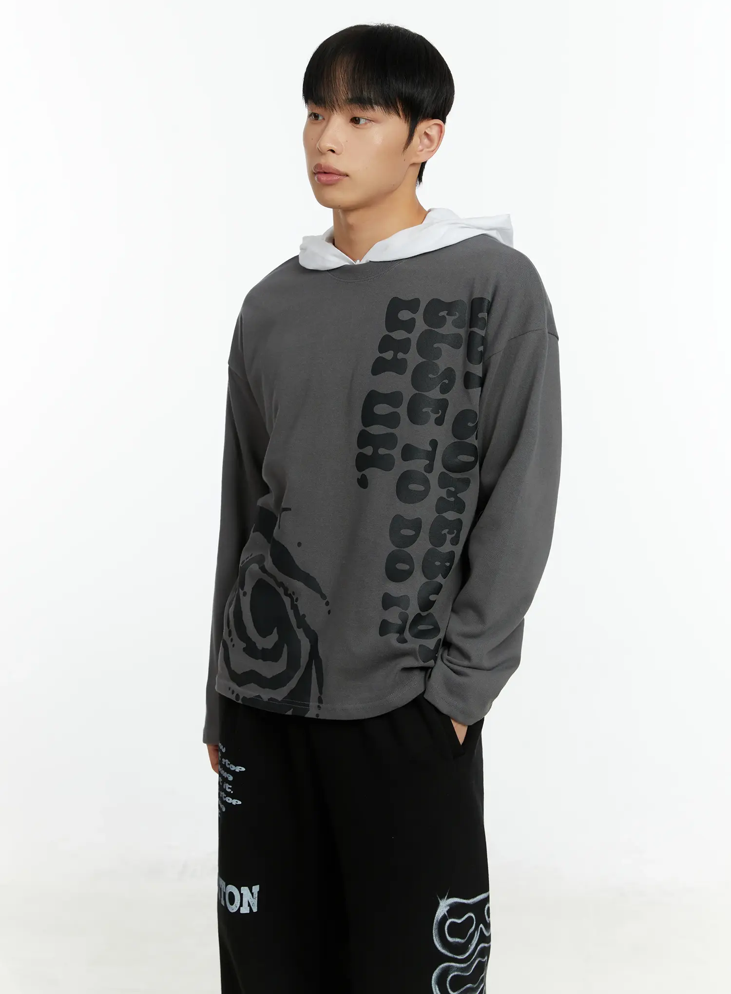 Men's Graphic Slogan Long Sleeve Tee IF511