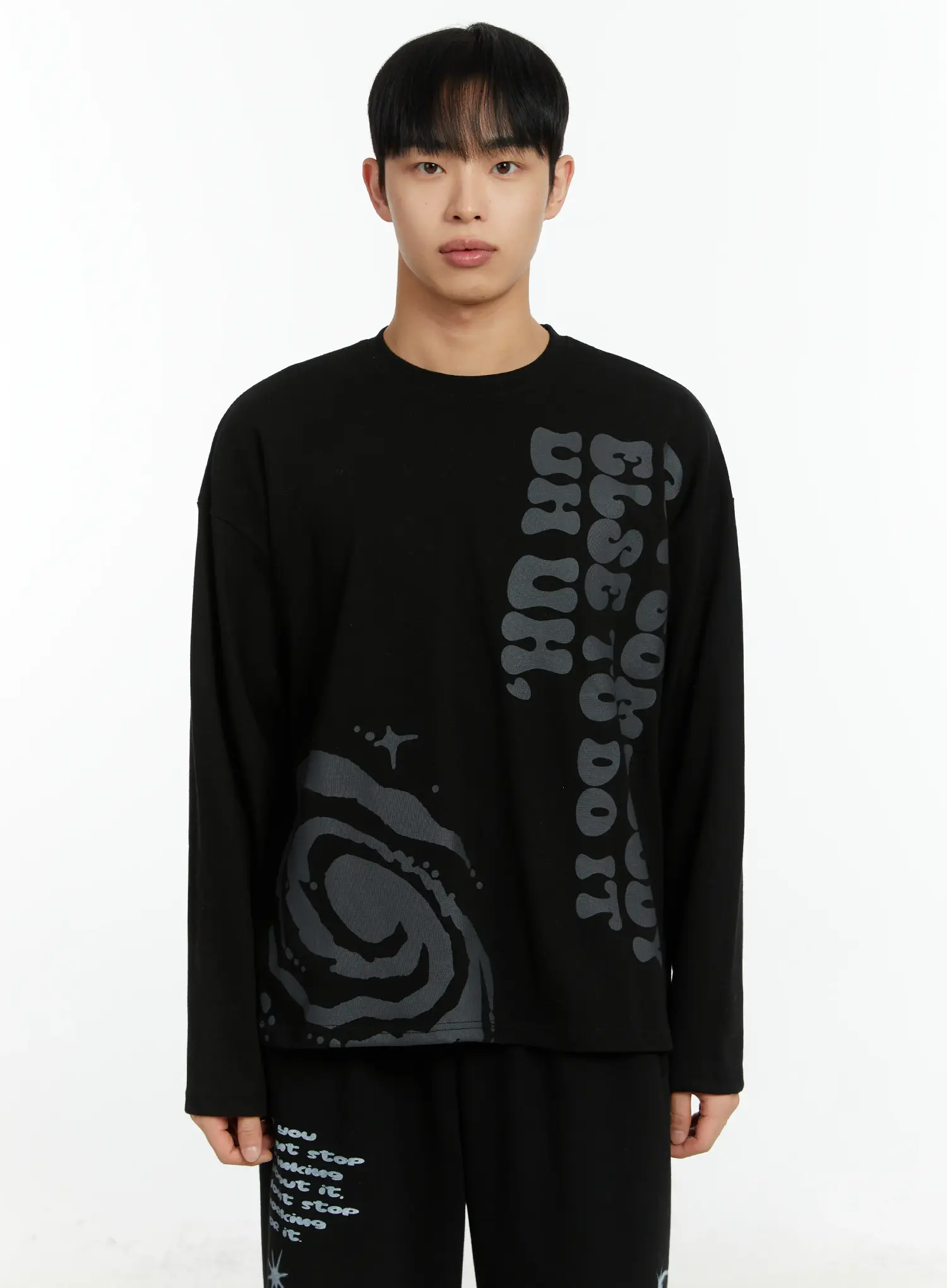 Men's Graphic Slogan Long Sleeve Tee IF511 - Image 12