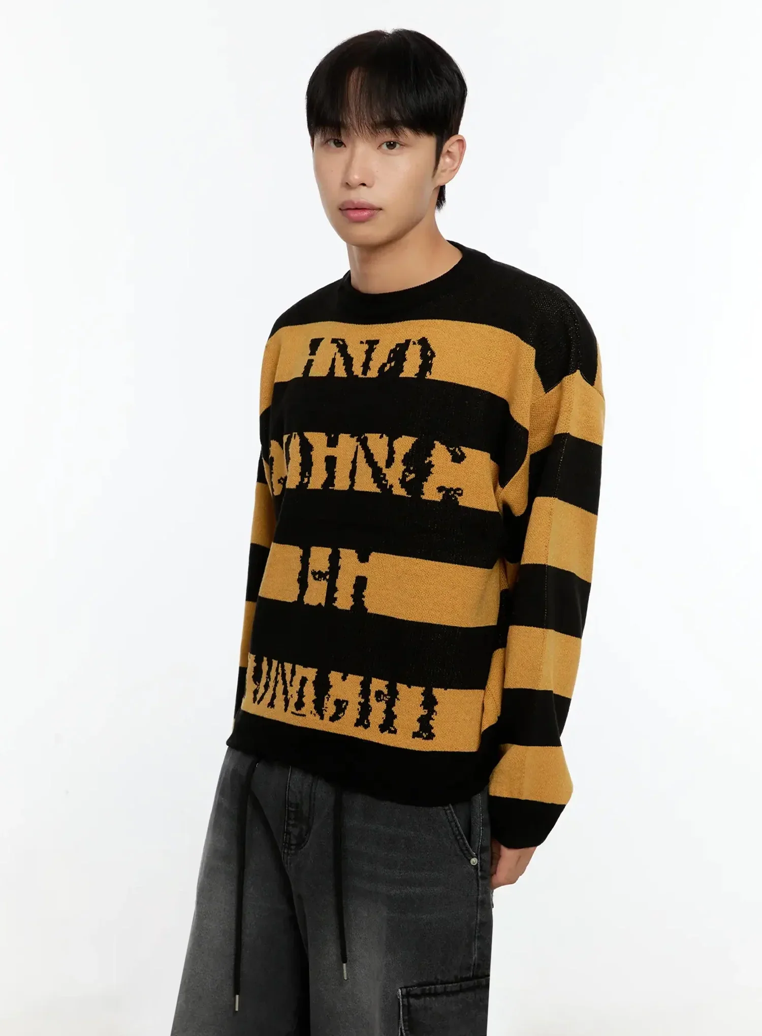Men's Graphic Striped Sweater IN506 - Image 6