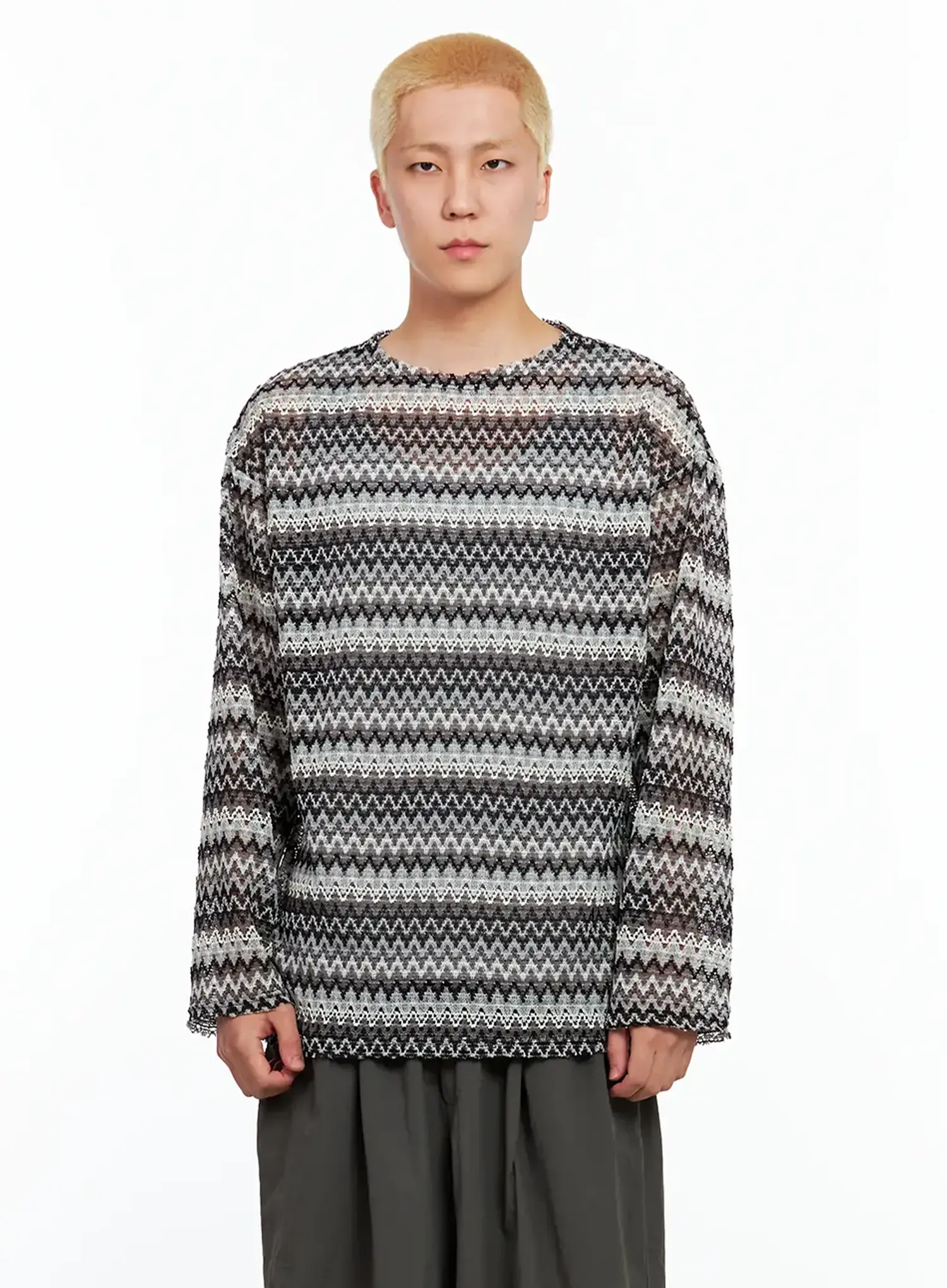 Men's Grunge Mesh Long-Sleeve Tee IL511 - Image 12