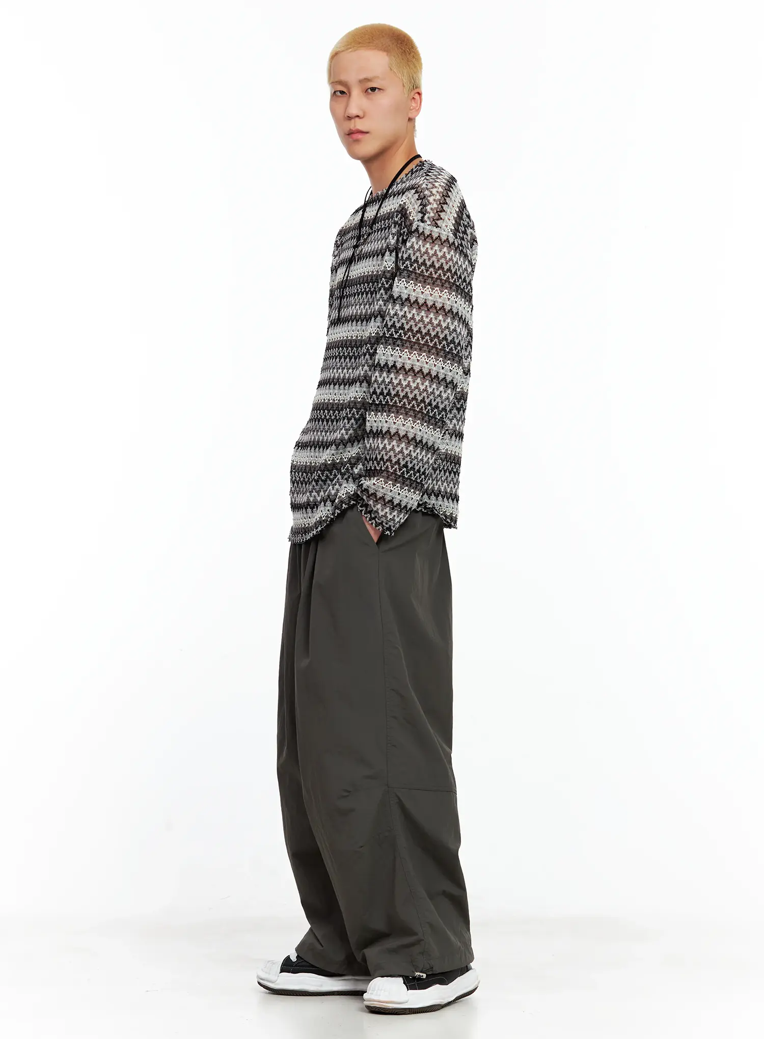Men's Grunge Mesh Long-Sleeve Tee IL511 - Image 2
