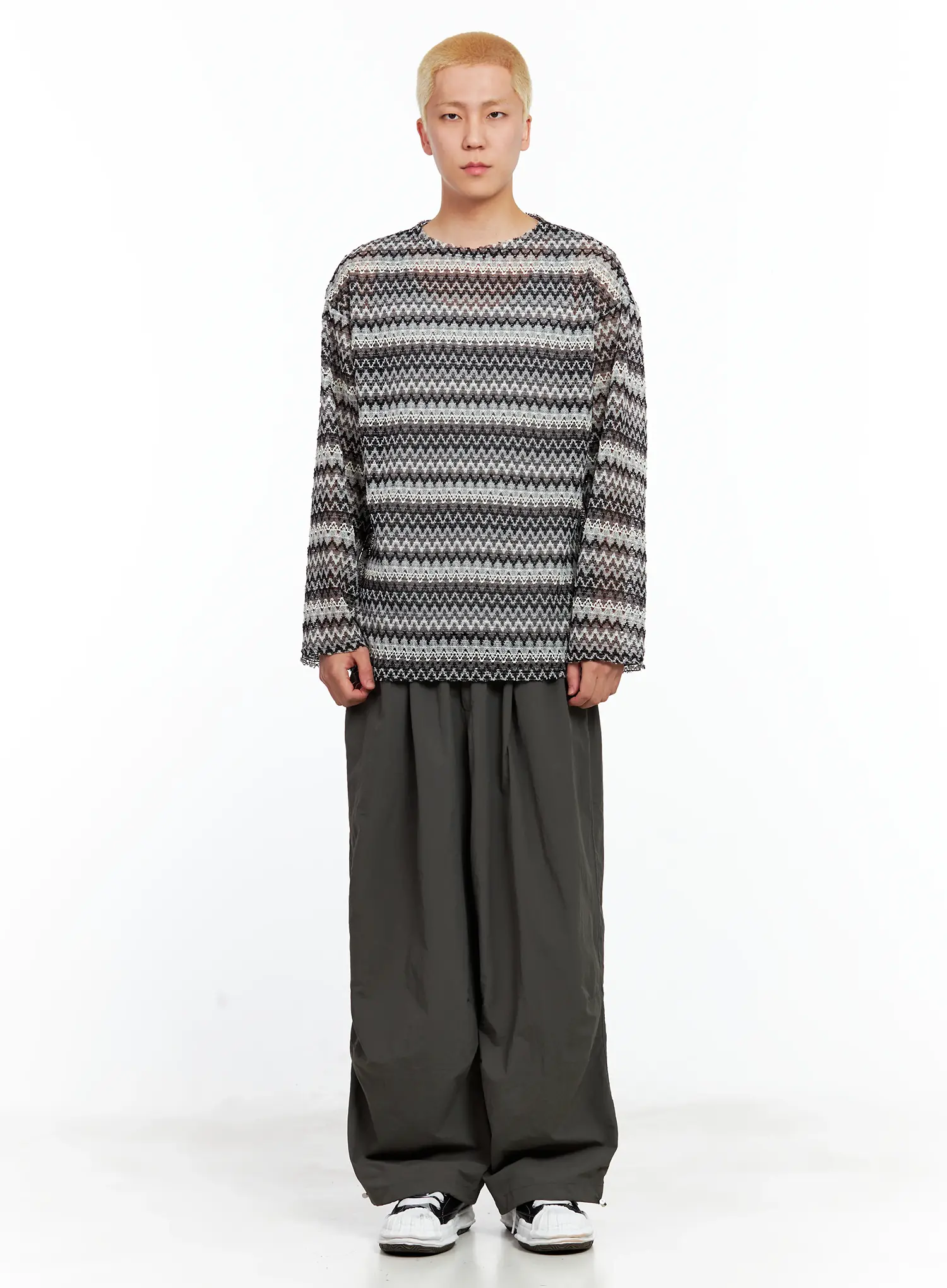 Men's Grunge Mesh Long-Sleeve Tee IL511 - Image 3