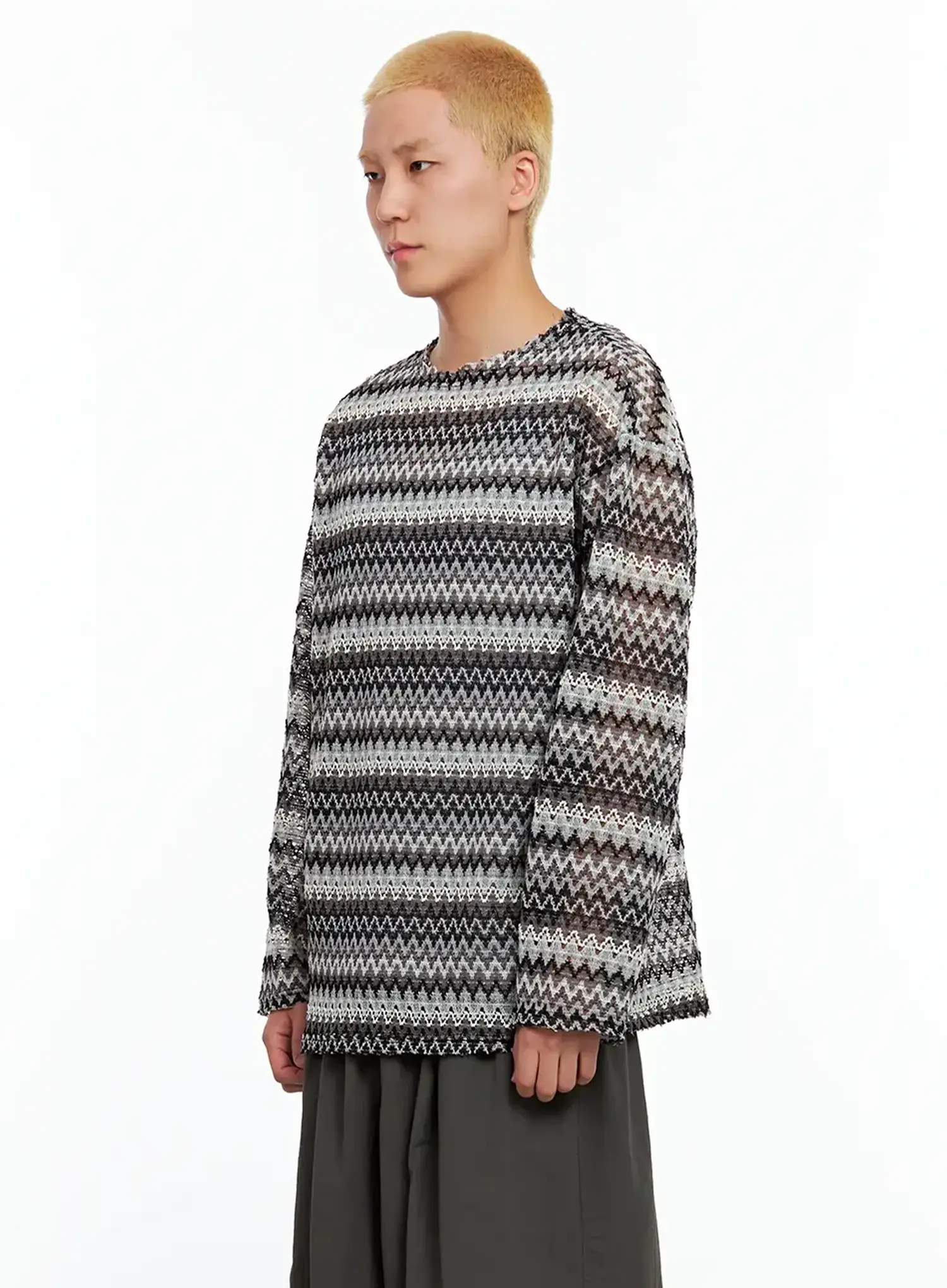 Men's Grunge Mesh Long-Sleeve Tee IL511 - Image 4