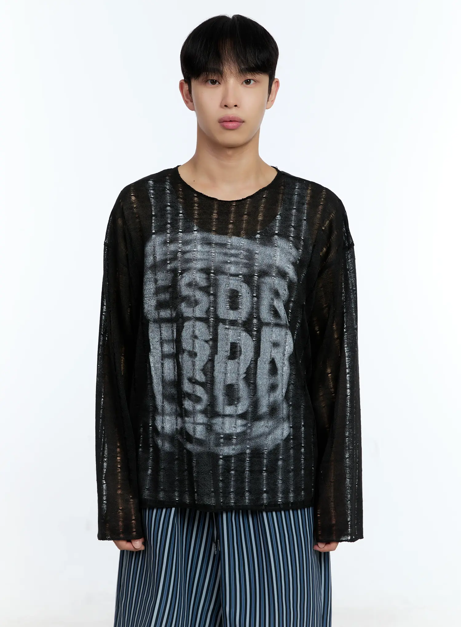 Men's Grunge Oversized Open Knit Sweater IG515 - Image 14