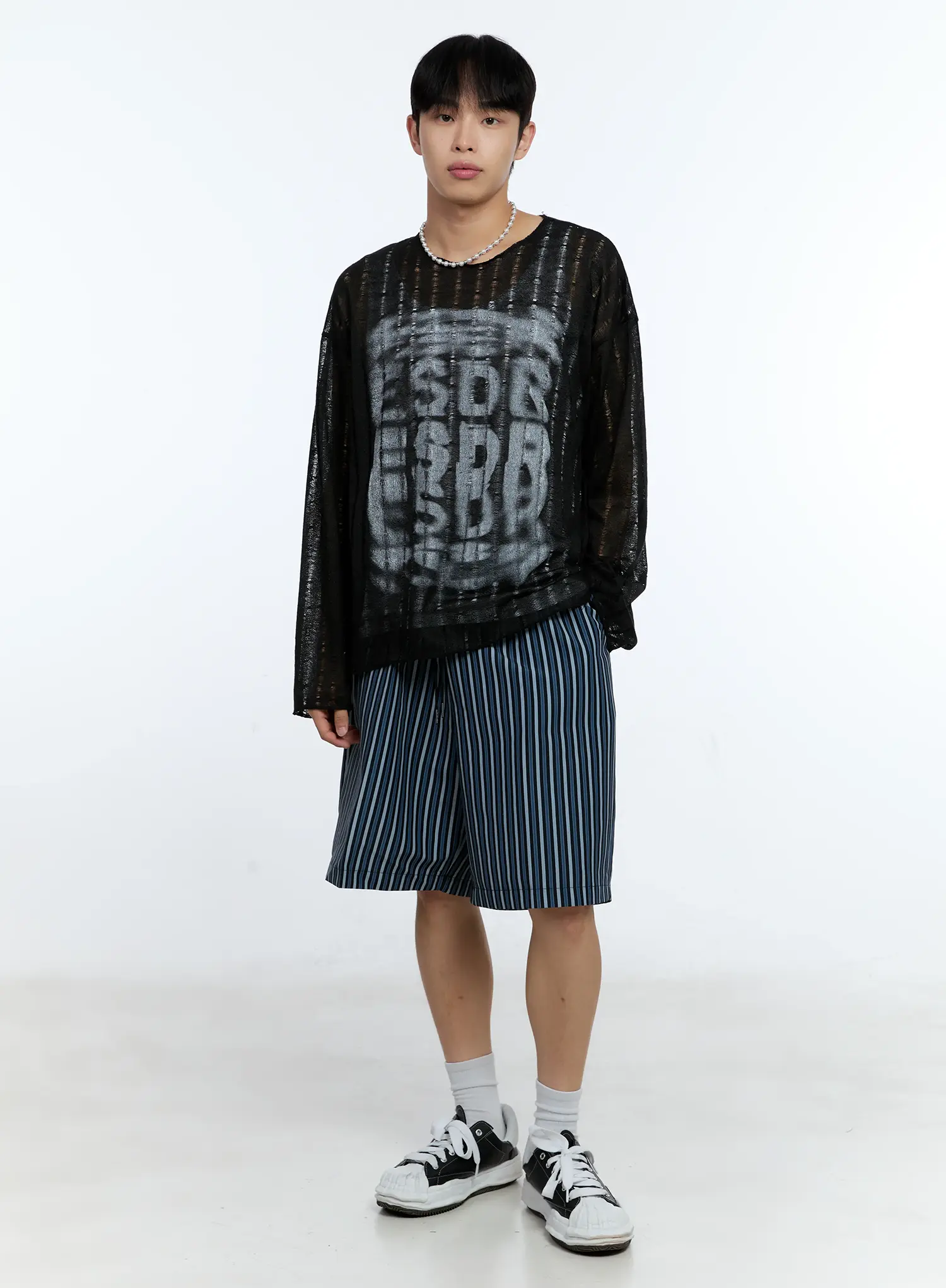 Men's Grunge Oversized Open Knit Sweater IG515 - Image 8