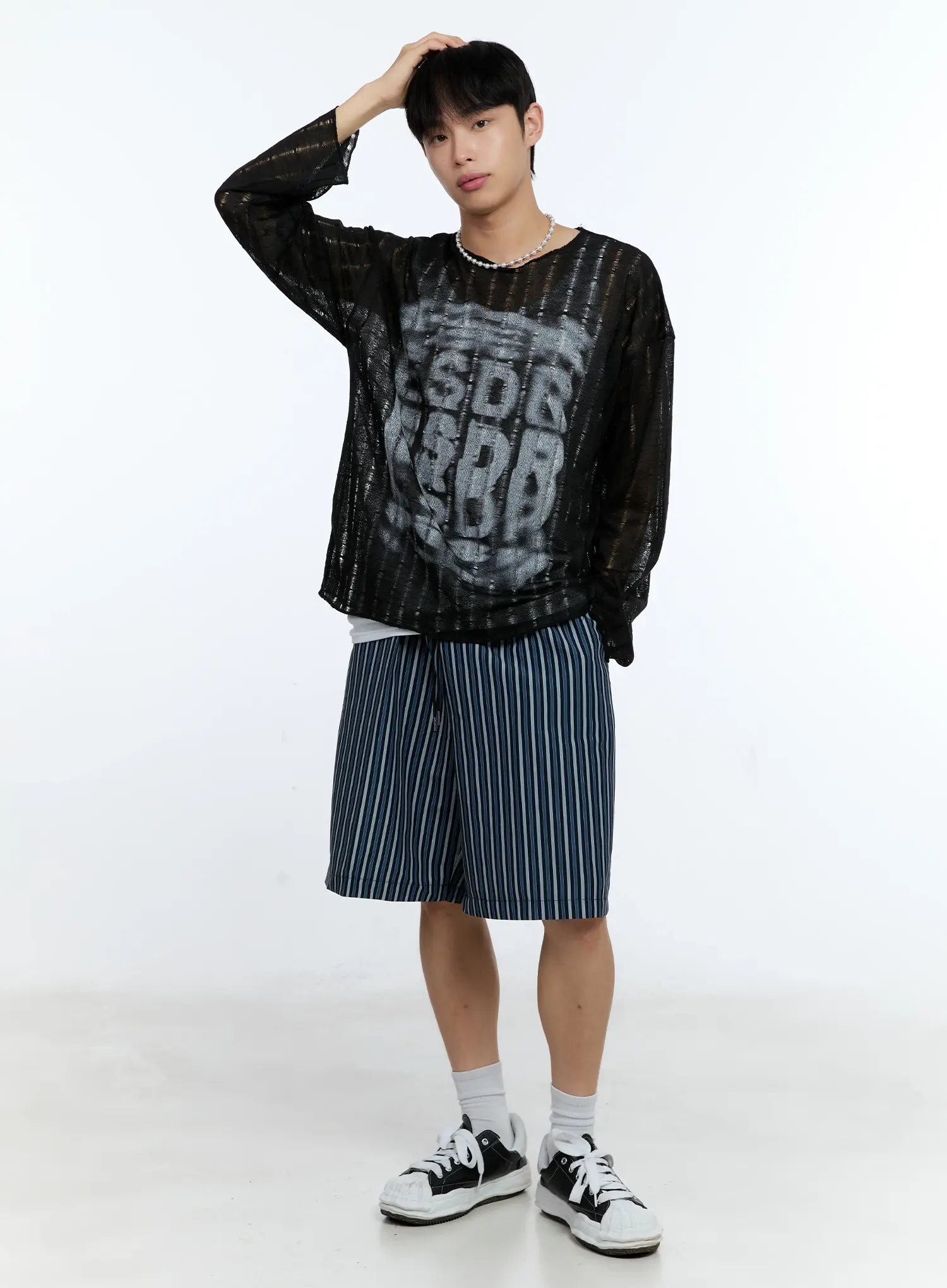 Men's Grunge Oversized Open Knit Sweater IG515 - Image 9