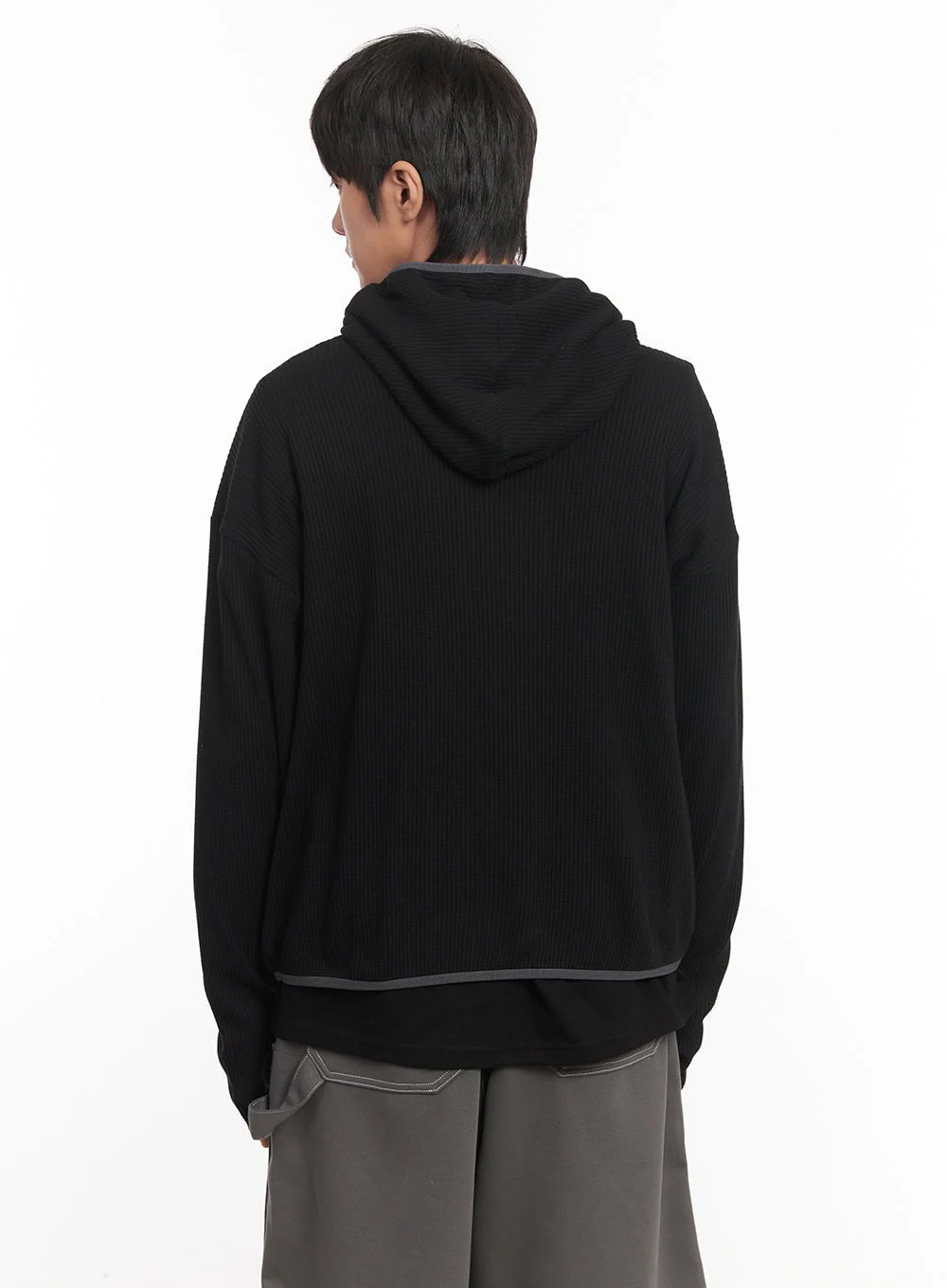 Men's Half-Zip Waffle Knit Hoodie IM519 - Image 7