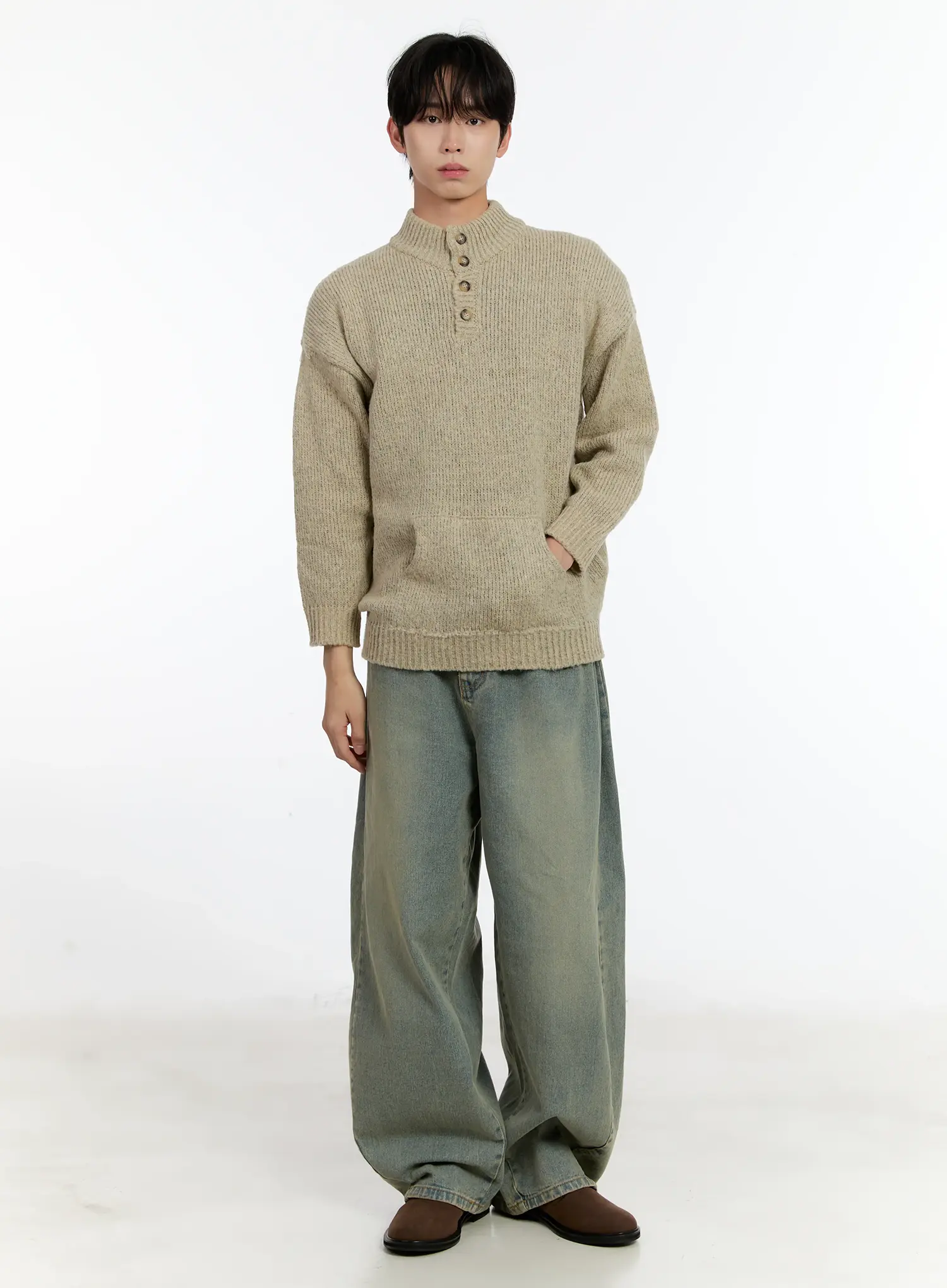 Men's Henley Knit Sweater ID502 - Image 6