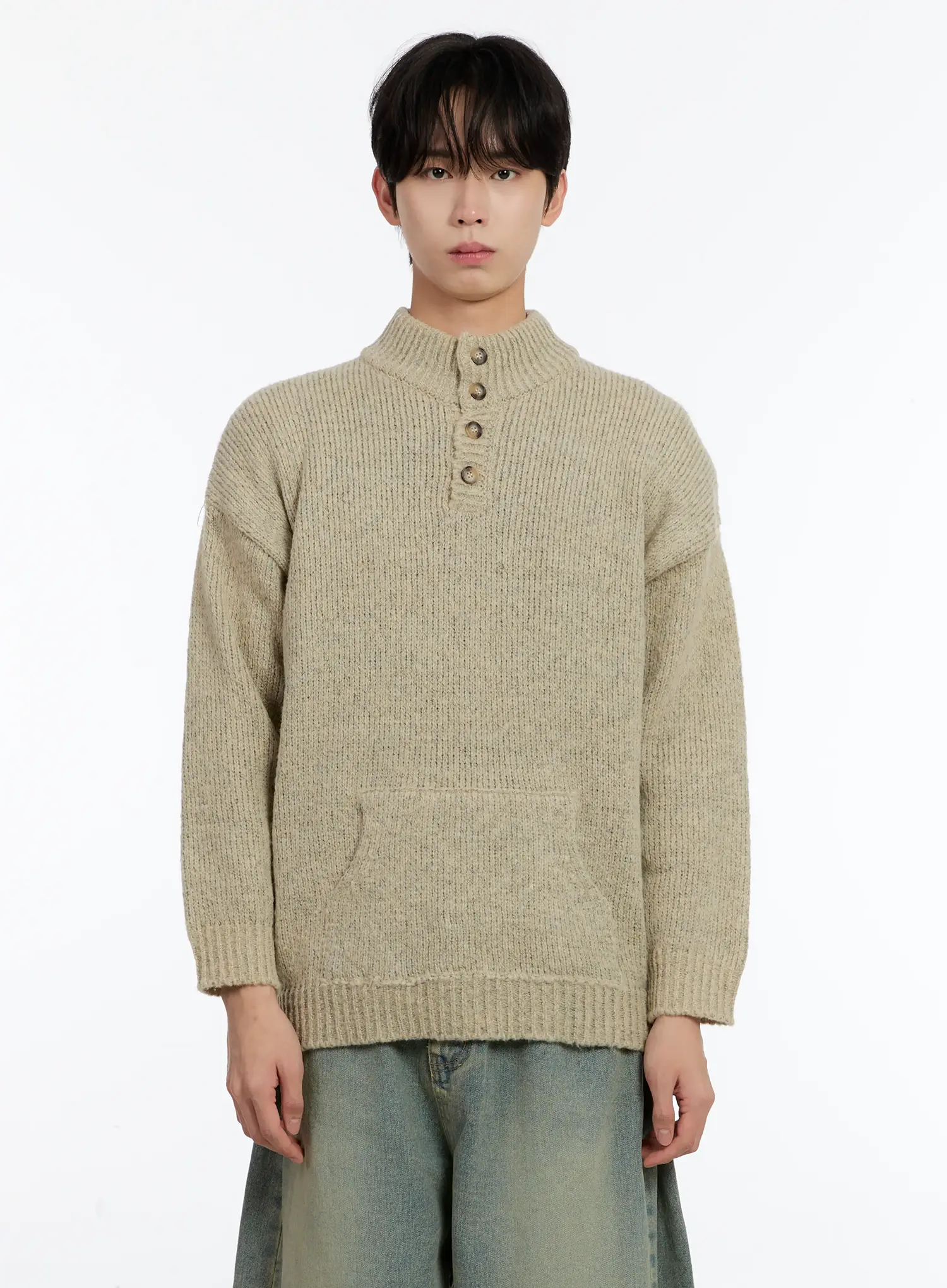 Men's Henley Knit Sweater ID502 - Image 8