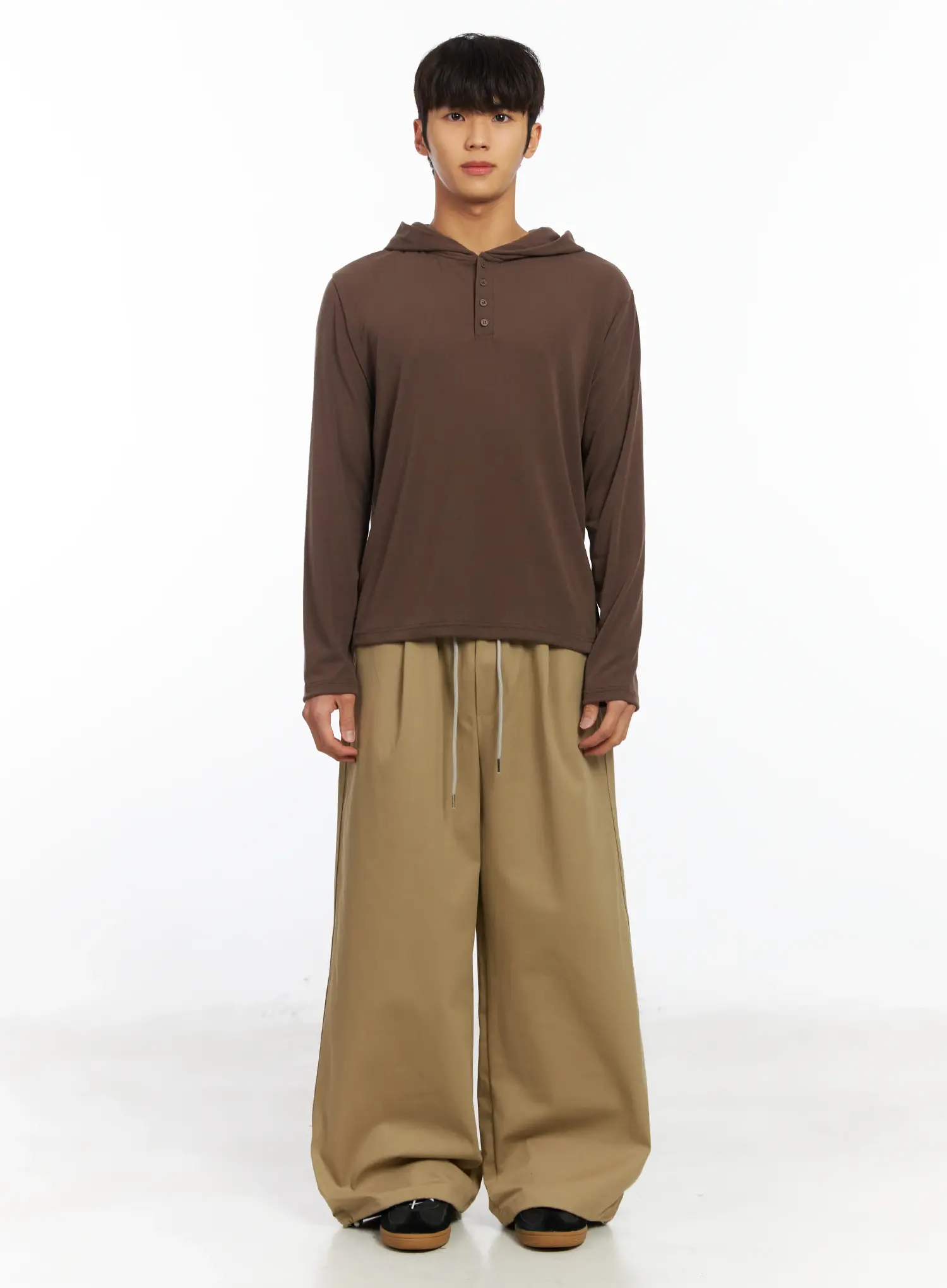Men's Henley Long Sleeve Hoodie IF506 - Image 3