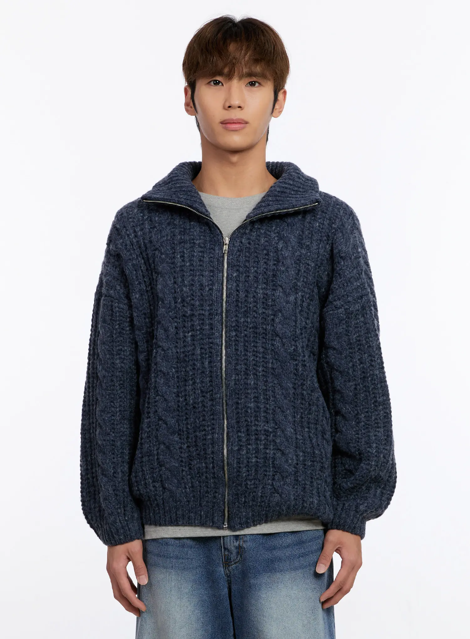 Men's Knit Zip-Up Jacket IN524 - Image 10