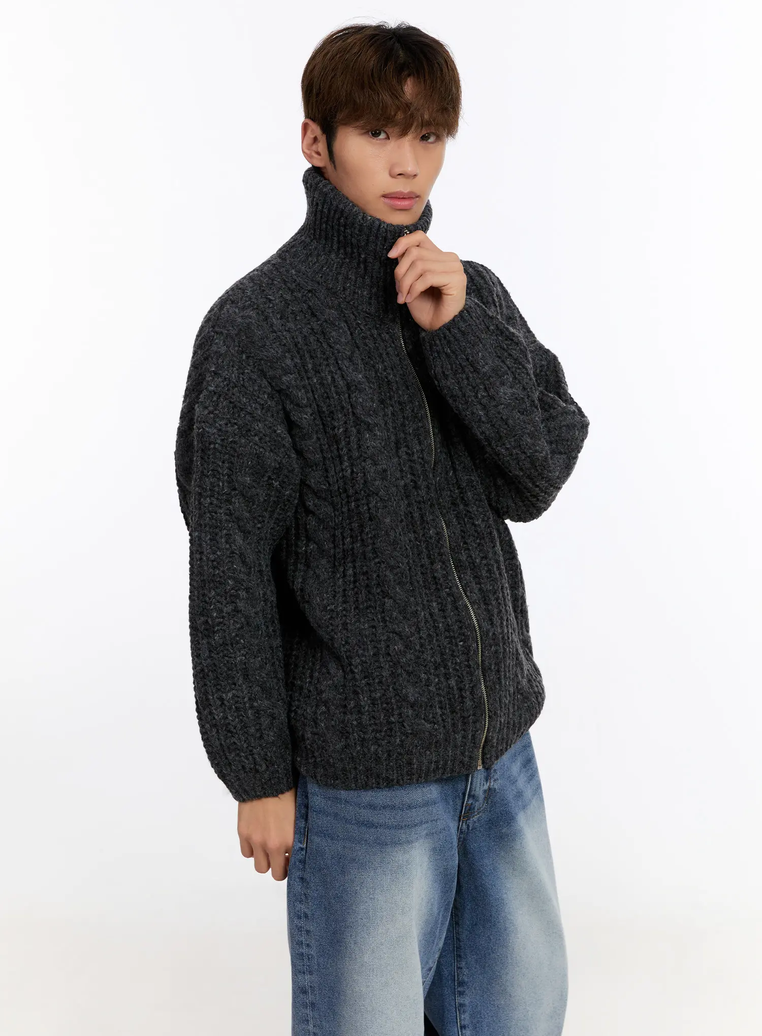 Men's Knit Zip-Up Jacket IN524 - Image 9