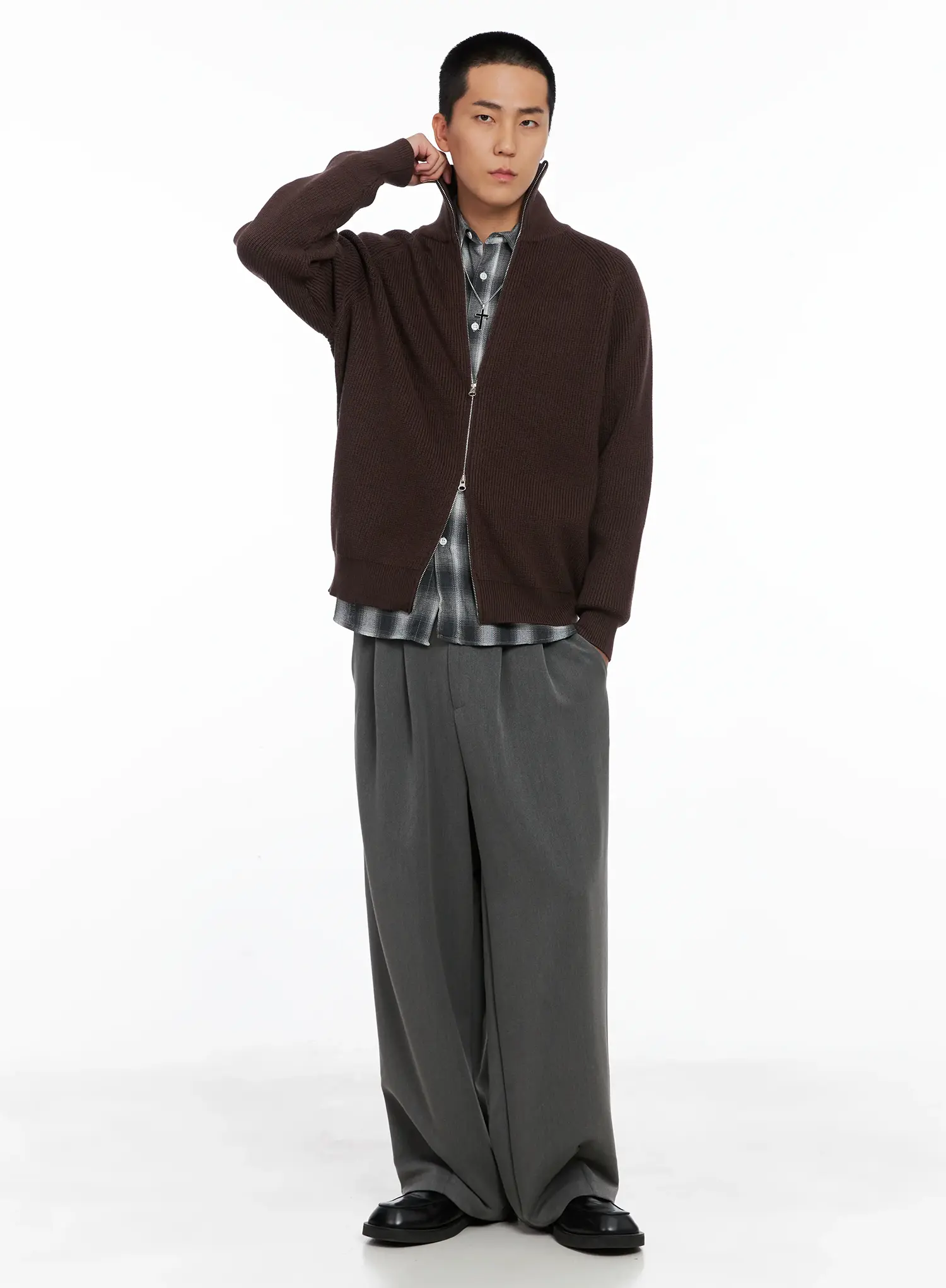 Men's Knit Zip-Up Sweater IS502 - Image 10