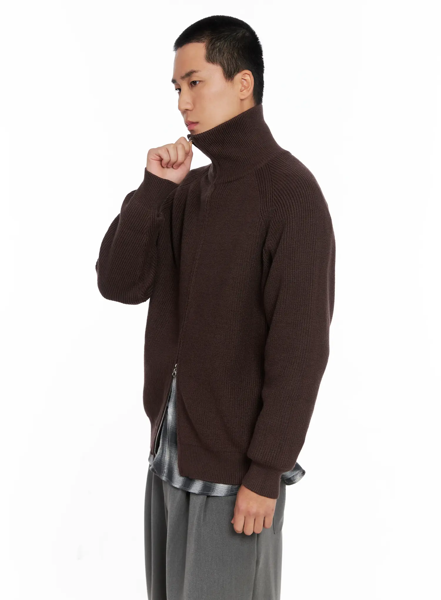 Men's Knit Zip-Up Sweater IS502 - Image 8