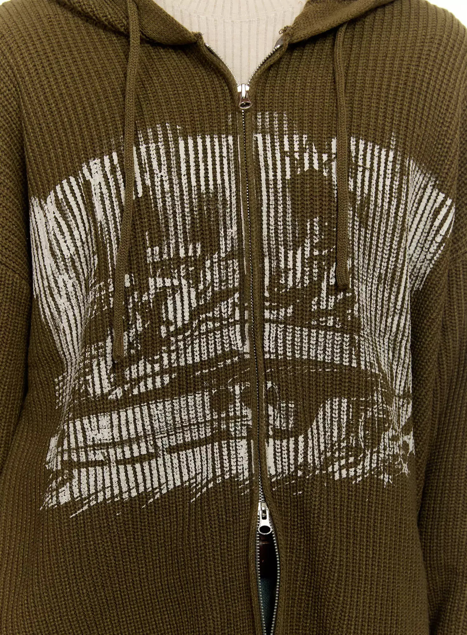 Men's Laser-Printed Knit Hooded Zip-Up IN525 - Image 5
