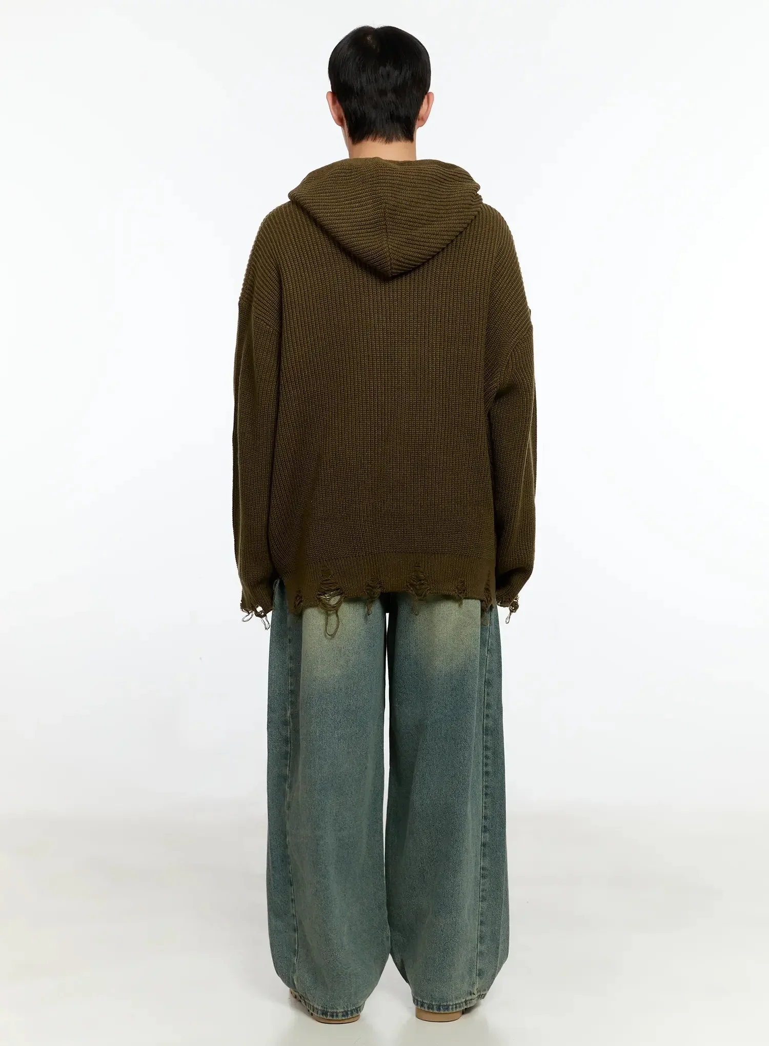 Men's Laser-Printed Knit Hooded Zip-Up IN525 - Image 9