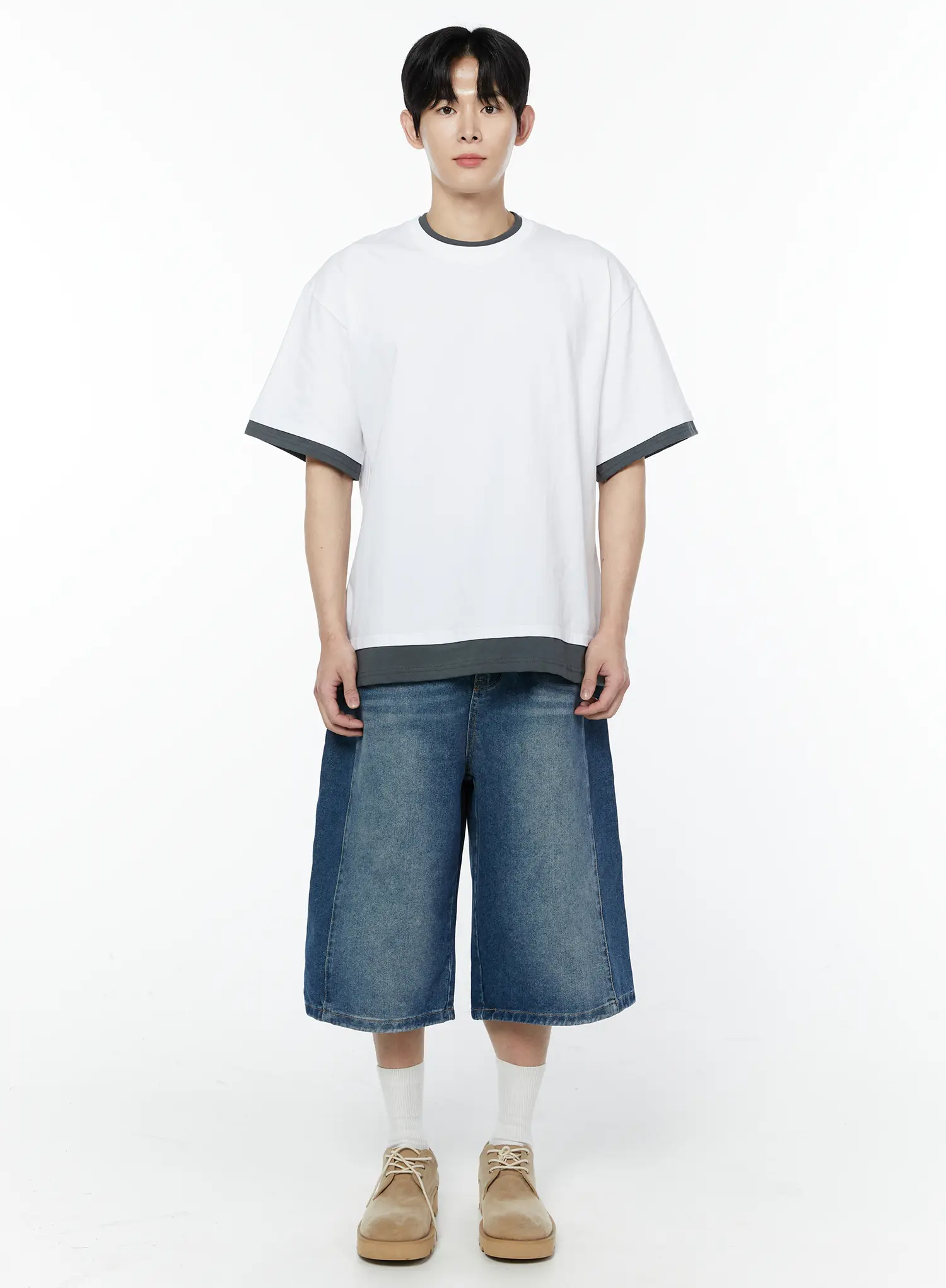 Men's Layered Oversized T-Shirt IA527 - Image 3