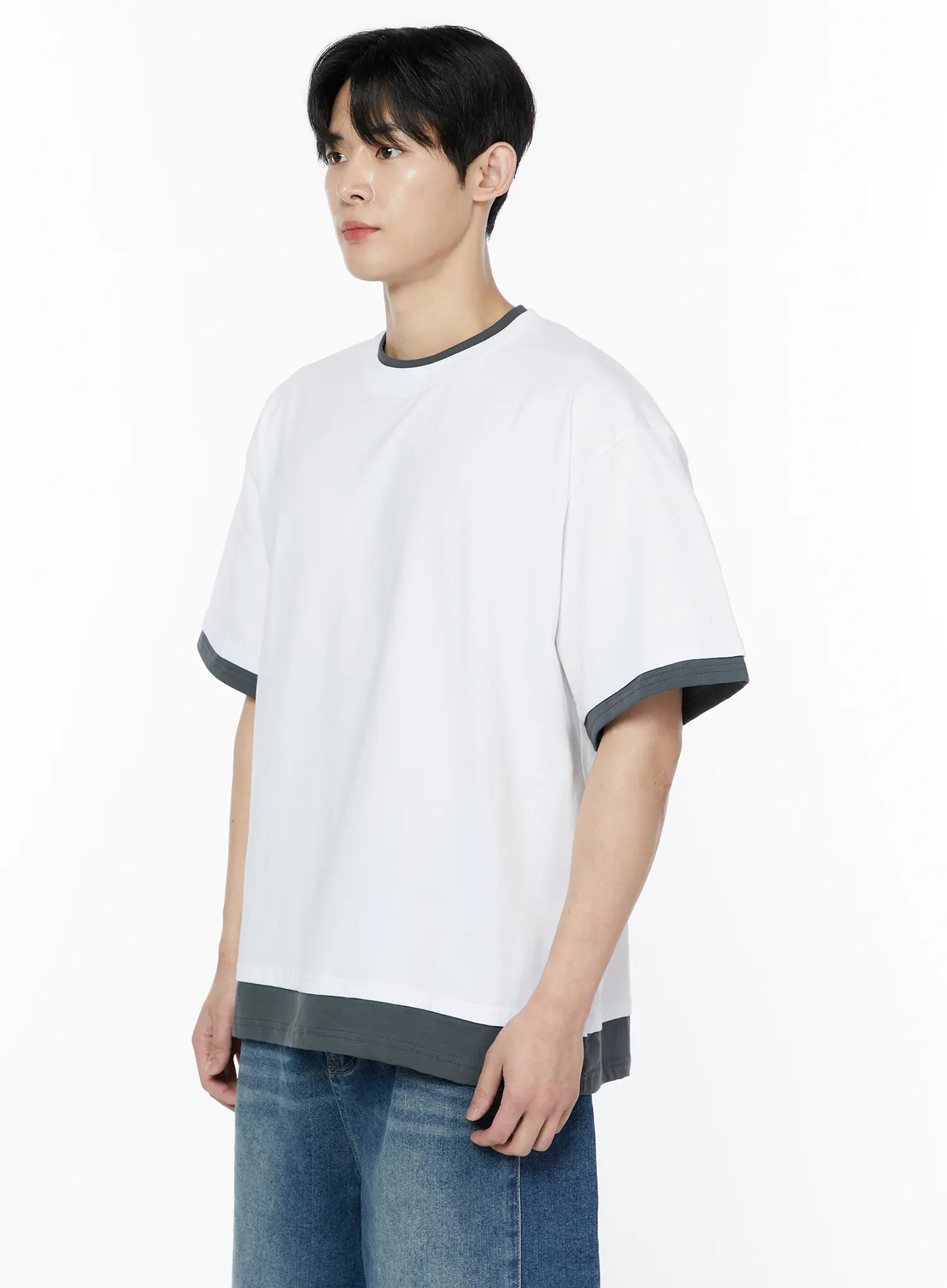 Men's Layered Oversized T-Shirt IA527 - Image 4